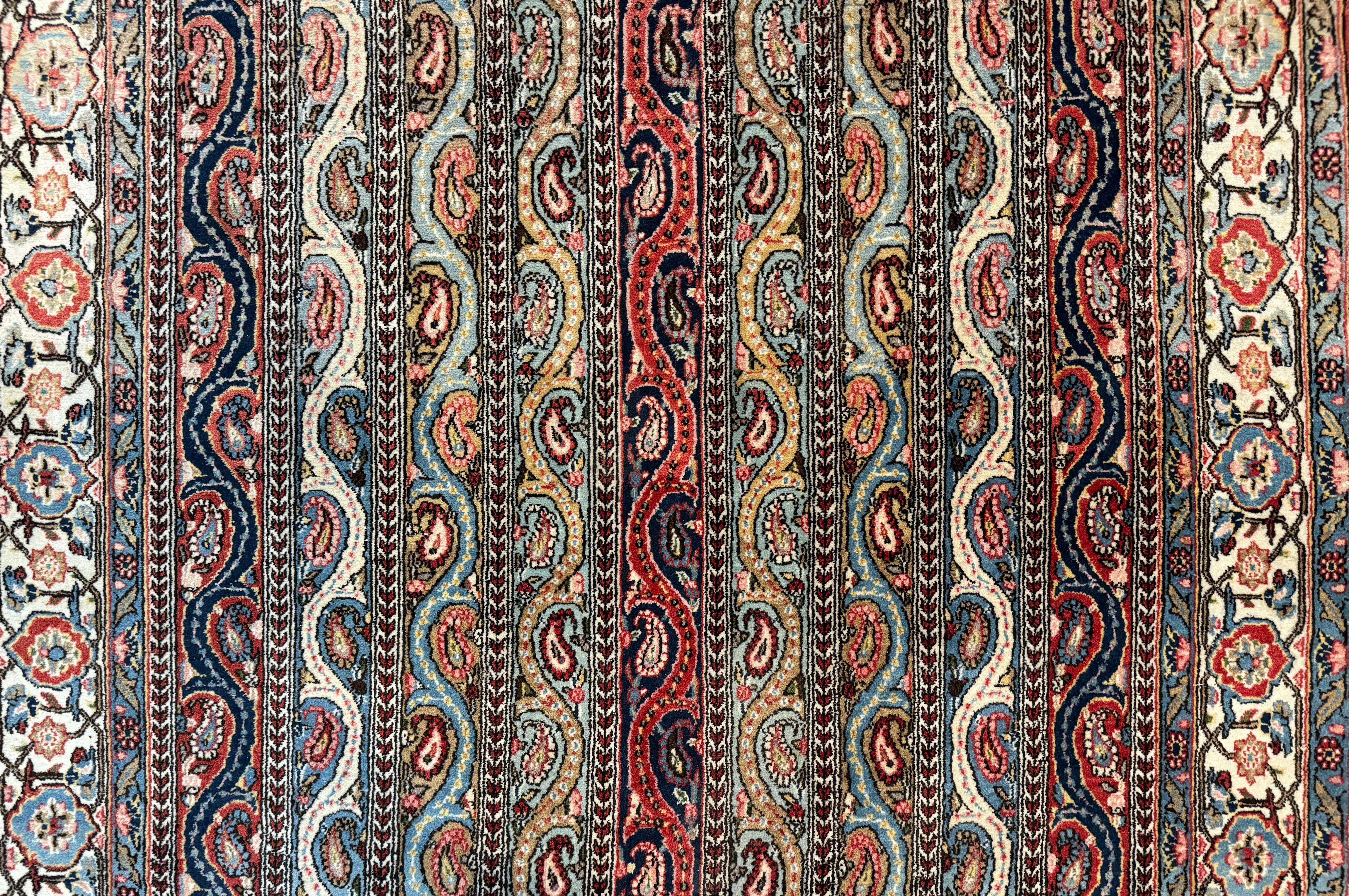 Persian Qum Rug 4x7, Striped Paisley Boteh Design - Jewel Rugs