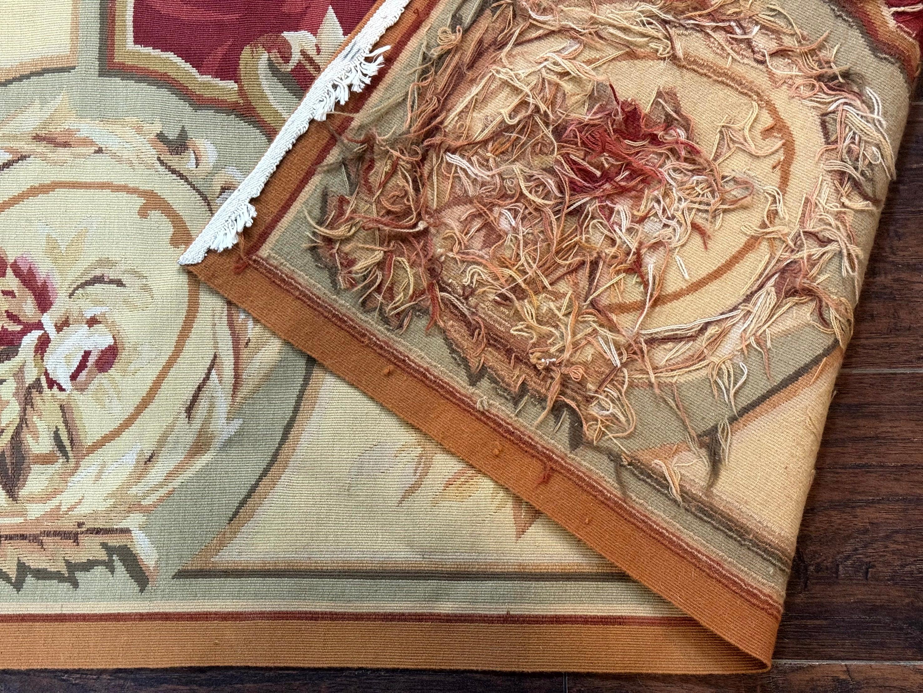 Aubusson Rug 4x6, Red, Floral, European Design, Vintage, Wool - Jewel Rugs