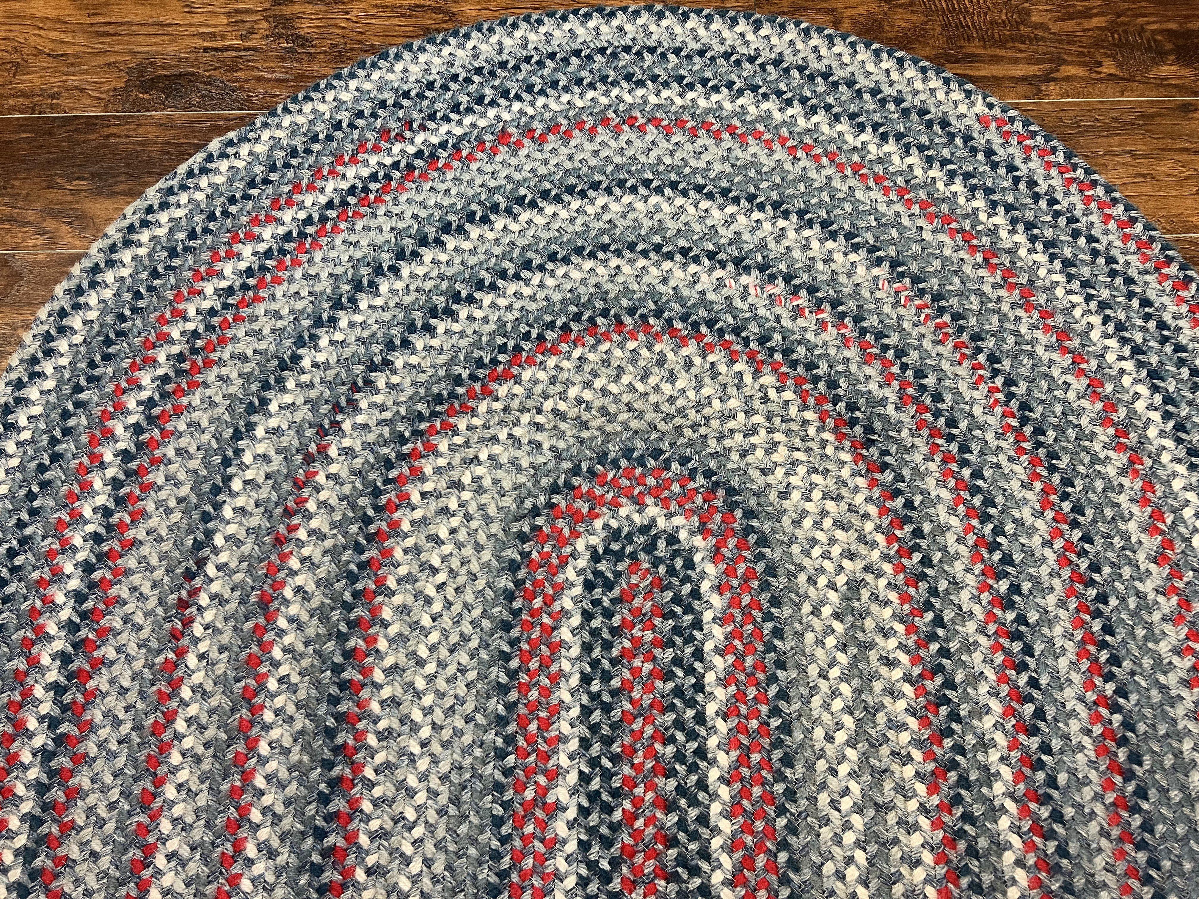American Oval Braided Rug 5x8, Vintage Multicolor Handmade Wool 5 x 8 Carpet - Jewel Rugs