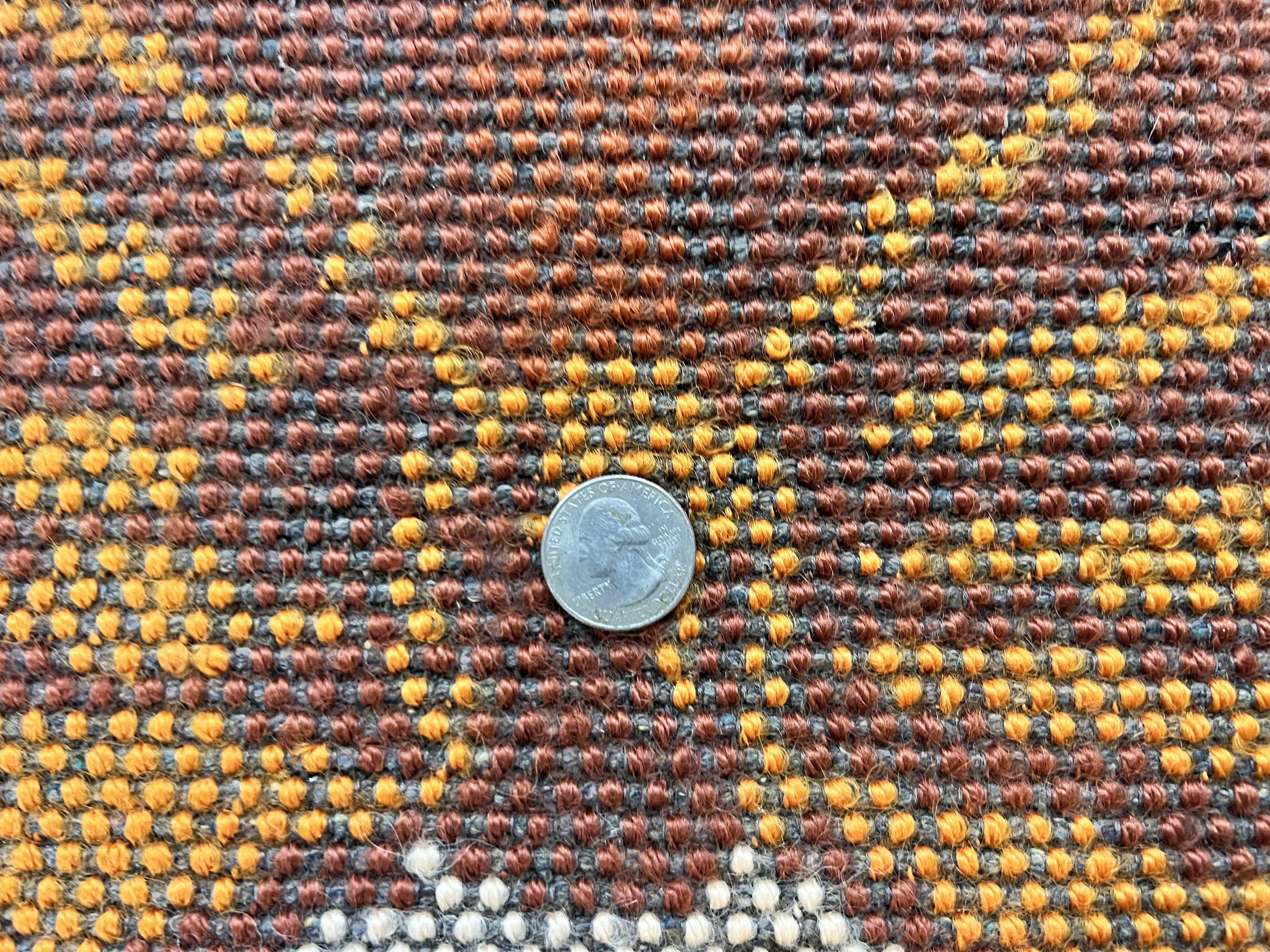 Rya Shag Rug 2x4, Rabbit in Top Hat, Wool, Orange, Vintage 1960s Danish Shag Rug - Jewel Rugs