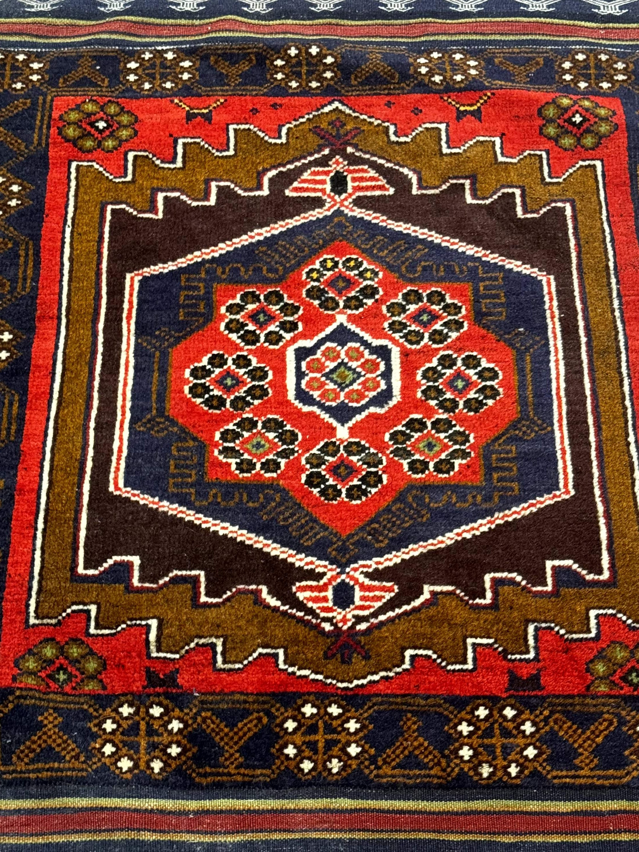 Afghan Rug 3x5, Tribal, Navy Blue, Wool, Handmade, Geometric, Rustic - Jewel Rugs