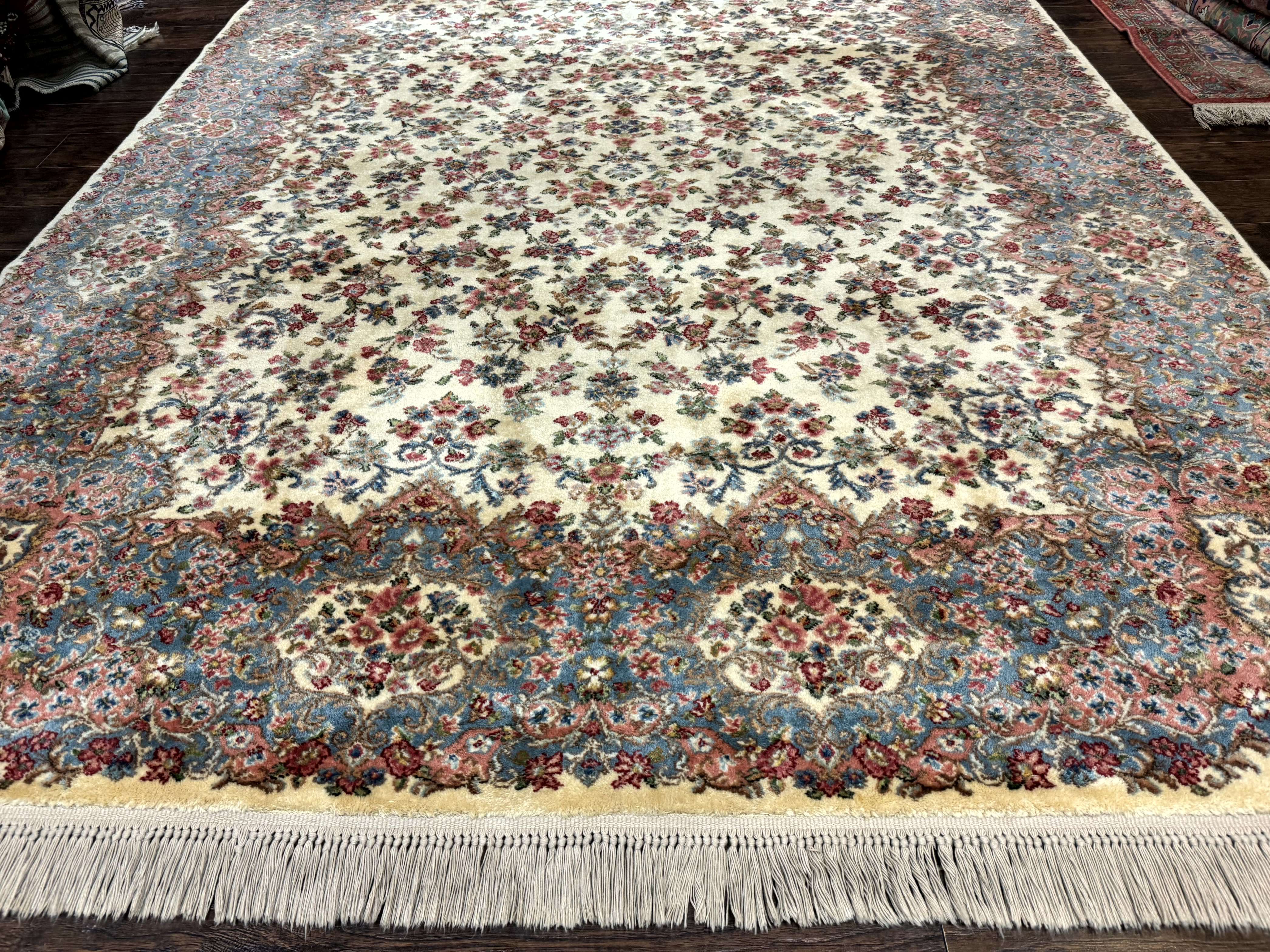 8.8 x 12 Karastan Rug #788 Ivory Kirman, Wool Vintage Original 700 Series - Jewel Rugs