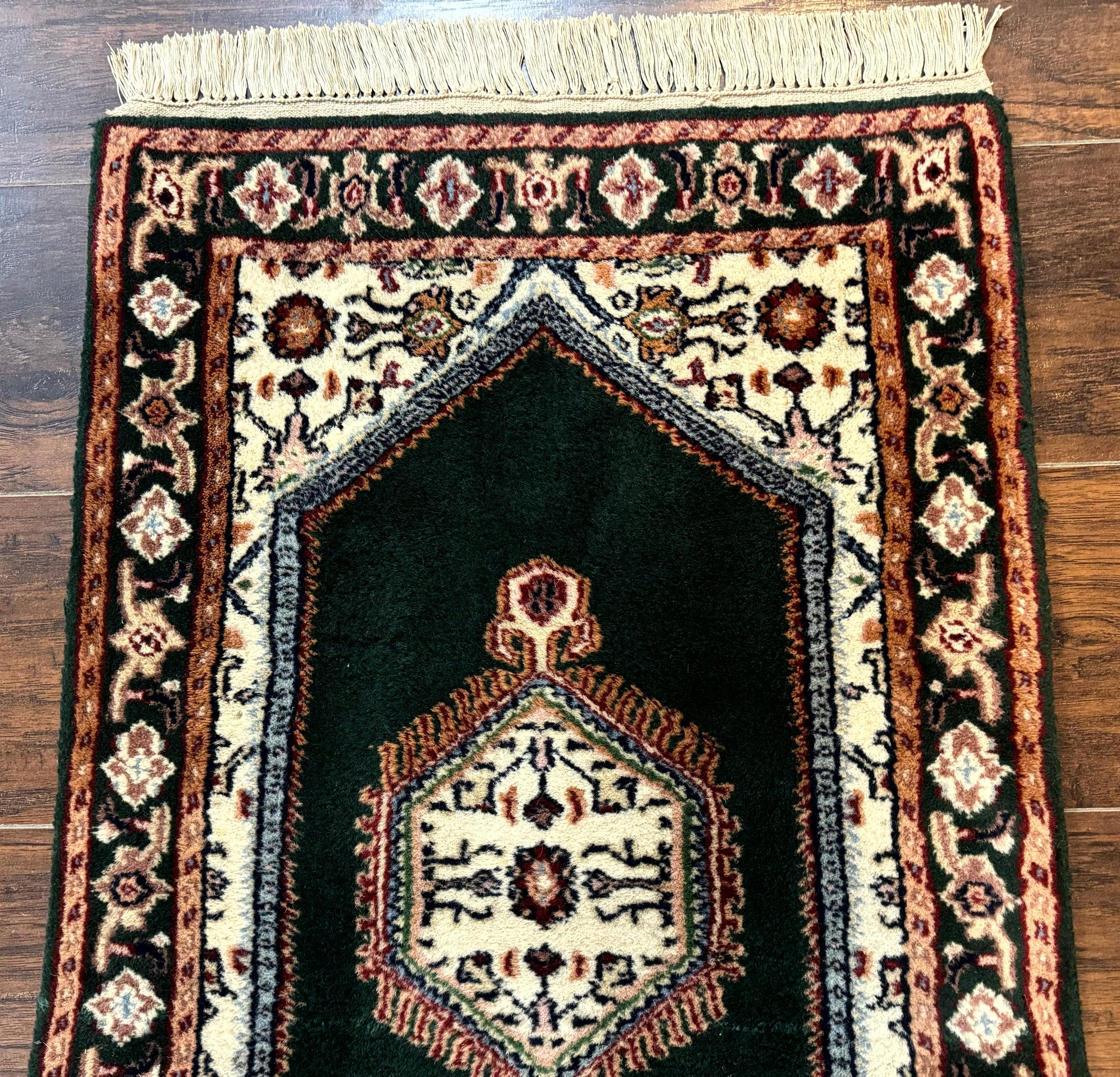 Small Indo Persian Dark Green Rug 2x3, Geometric Semi Open Field - Jewel Rugs