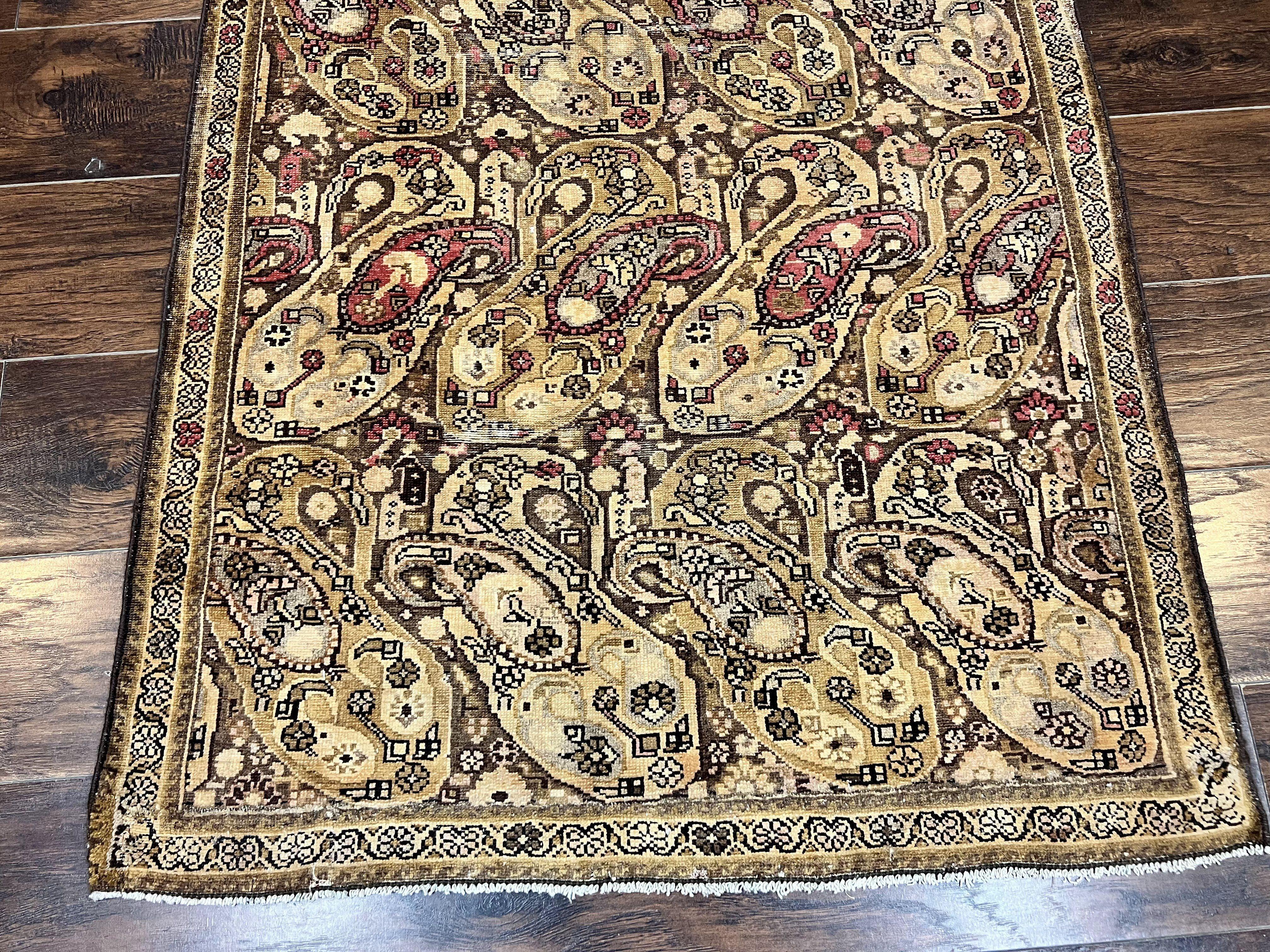 Antique Persian Malayer Runner Rug 3x16, Repeated Boteh Paisley Design, Rare Rug, 1920s Antique Oriental Carpet, Wool Handmade Hand Knotted 3 x 16 ft Rug - Jewel Rugs