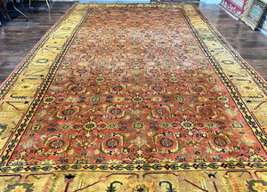 Large Turkish Rug 10x17, Oversized Palace Sized Vintage Handmade Oriental Carpet, Wool Oushak Rug, Light Red