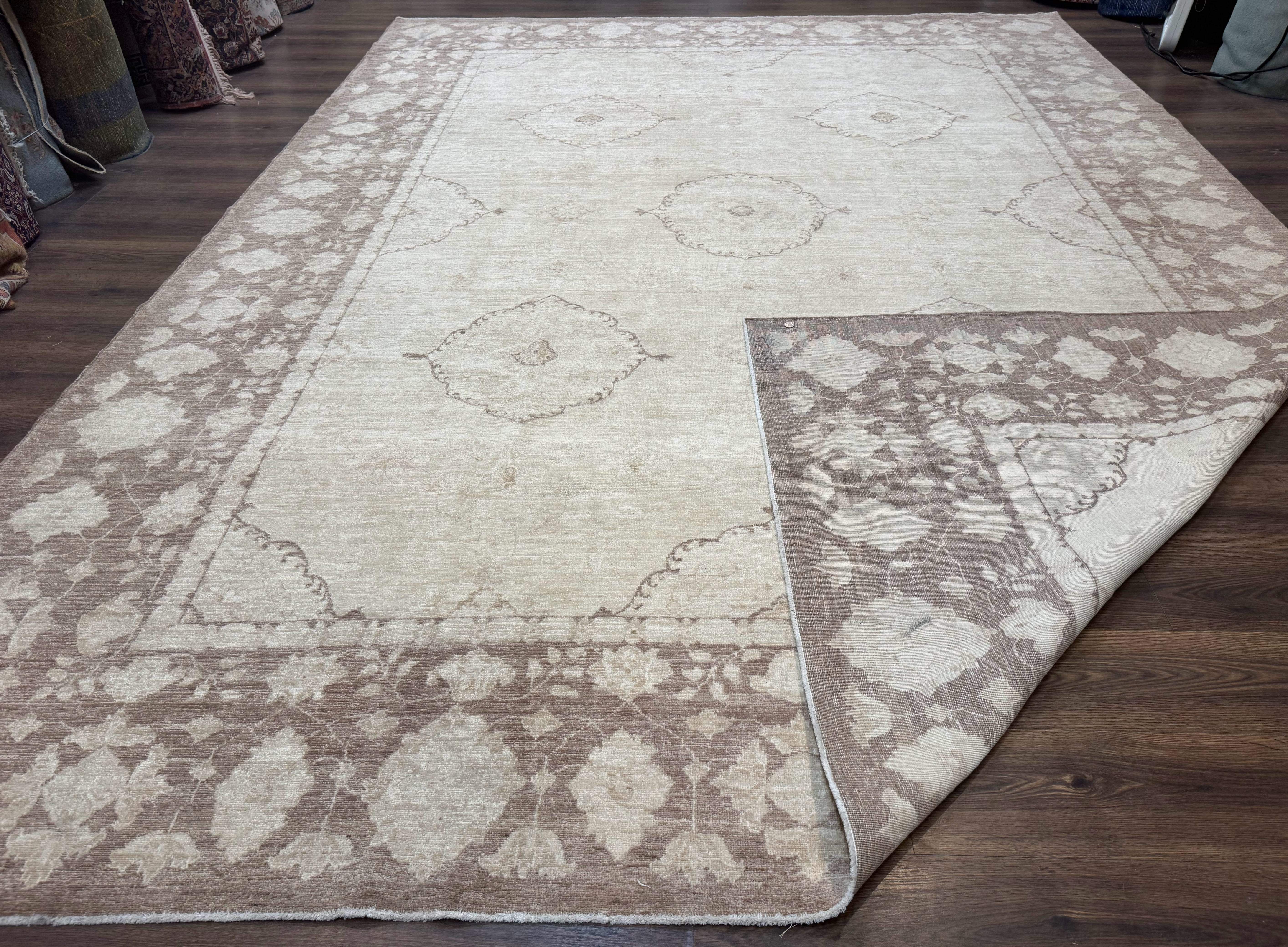 Modern Pakistani Peshawar Rug 10x13, Neutral Colors, Vintage Rug for Modern Home - Jewel Rugs
