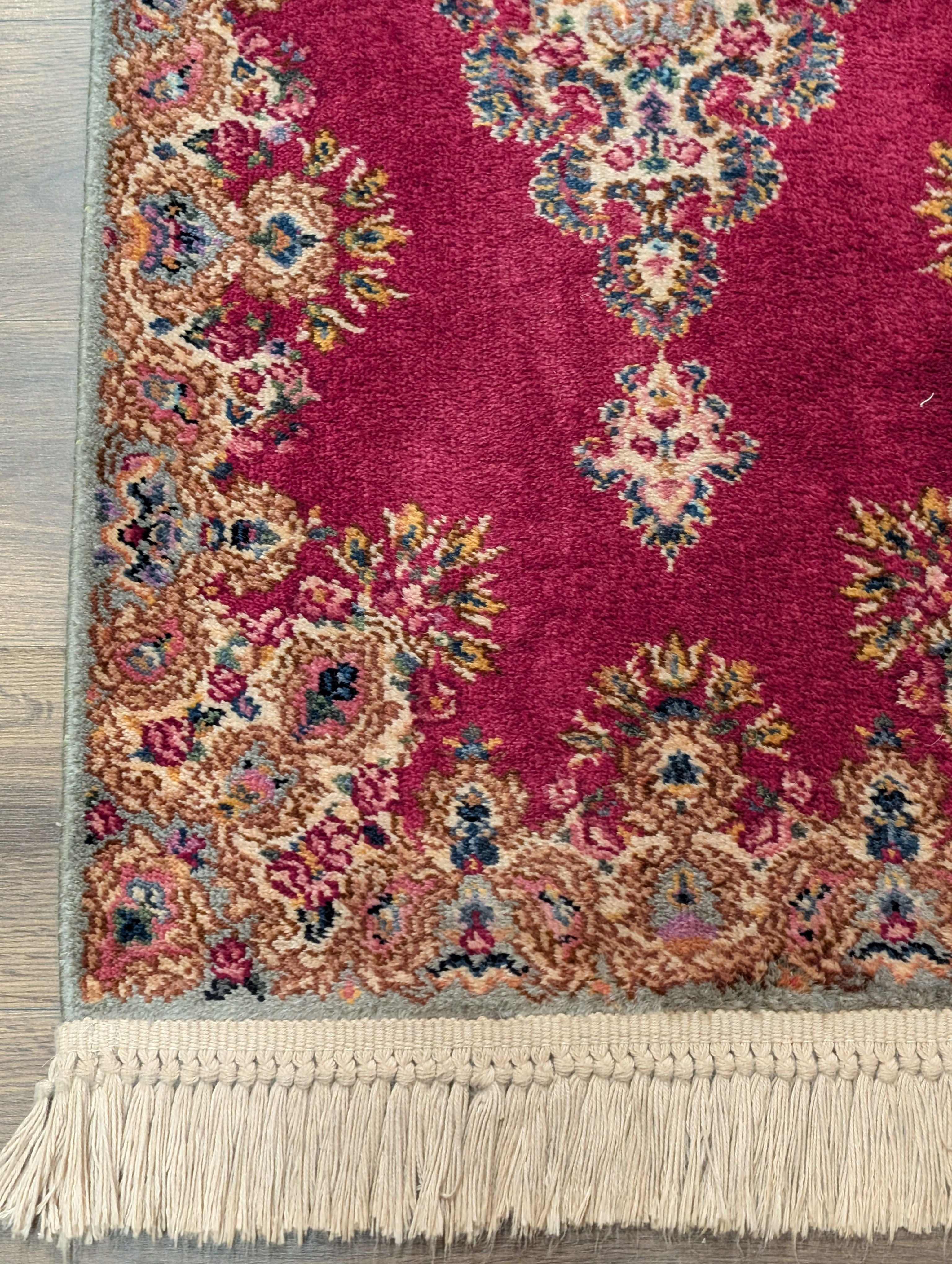 Karastan Rug 2x4 Kirman Red Medallion #762, Small Wool Karastan Rug - Jewel Rugs