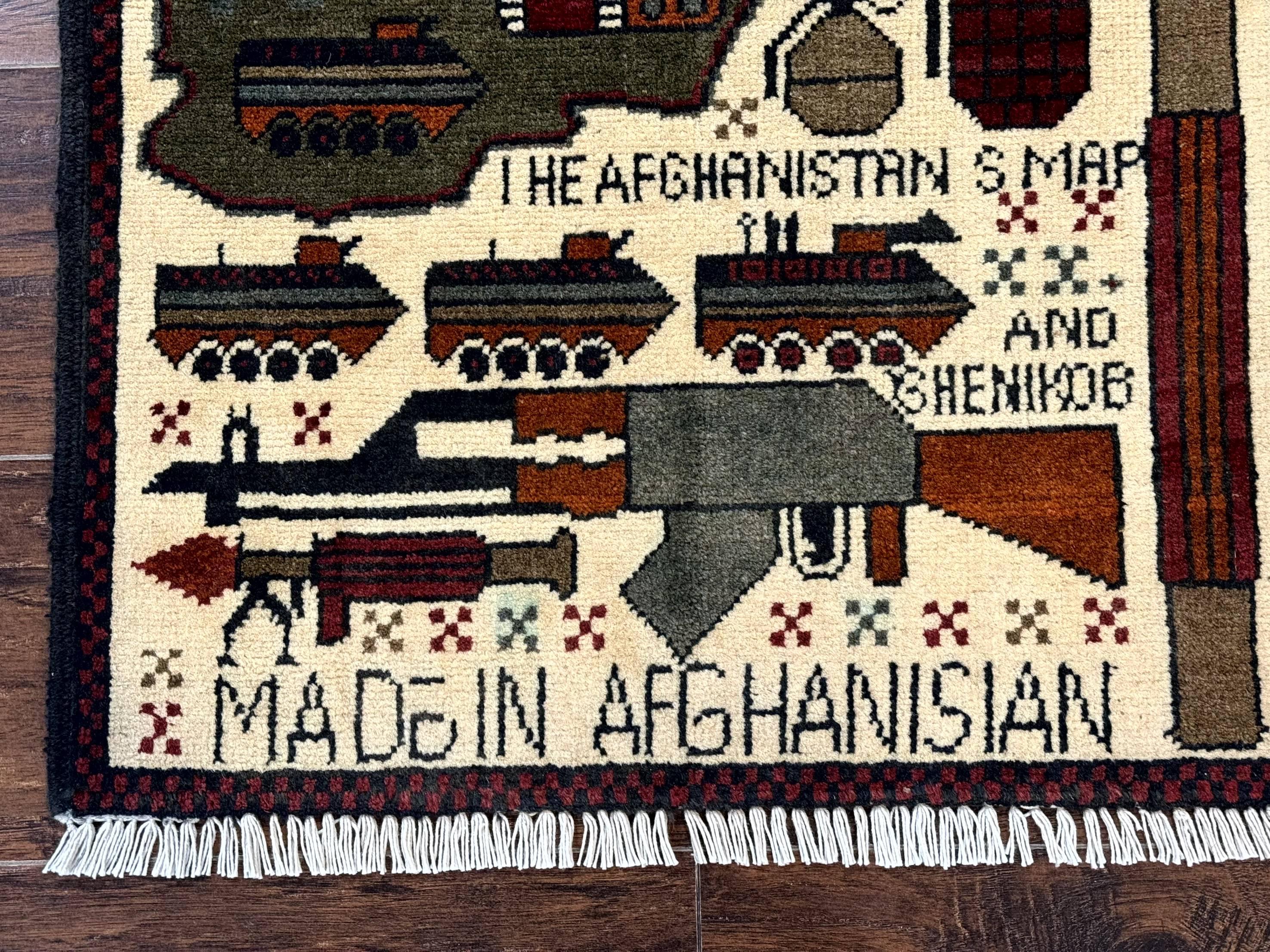 Afghan War Rug, Tanks Helicopters Guns - Jewel Rugs