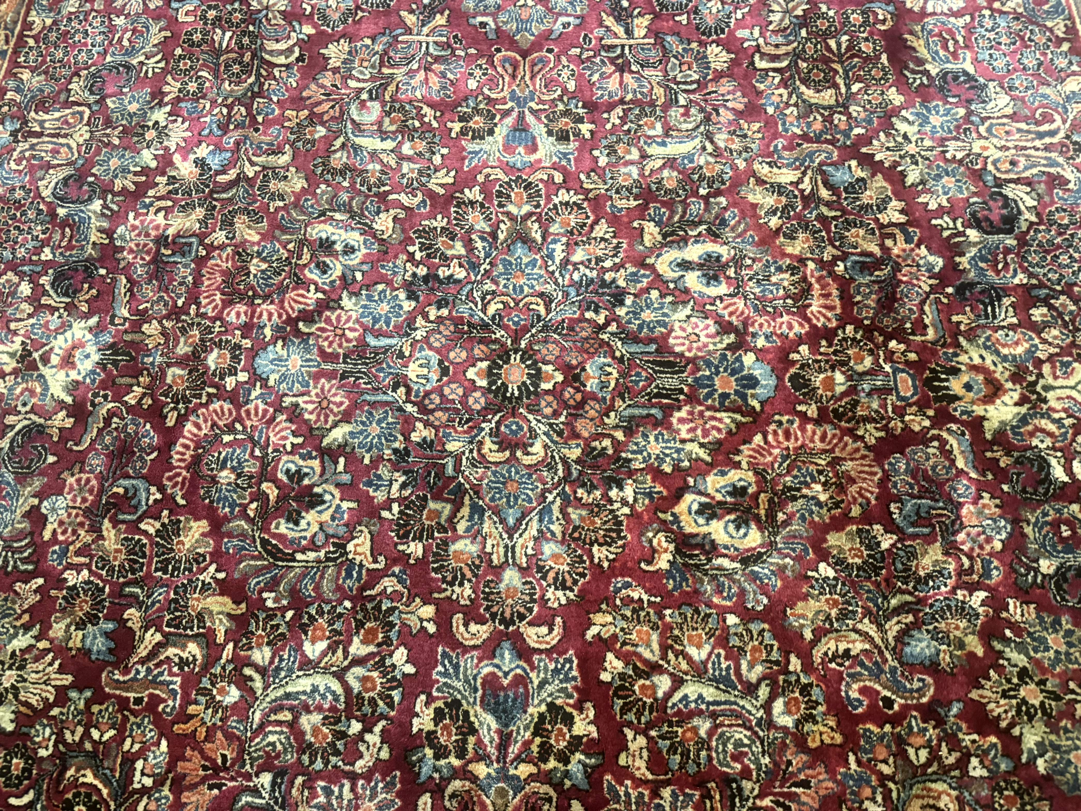 Antique Persian Sarouk Rug 9x12, Red, Floral Allover - Jewel Rugs