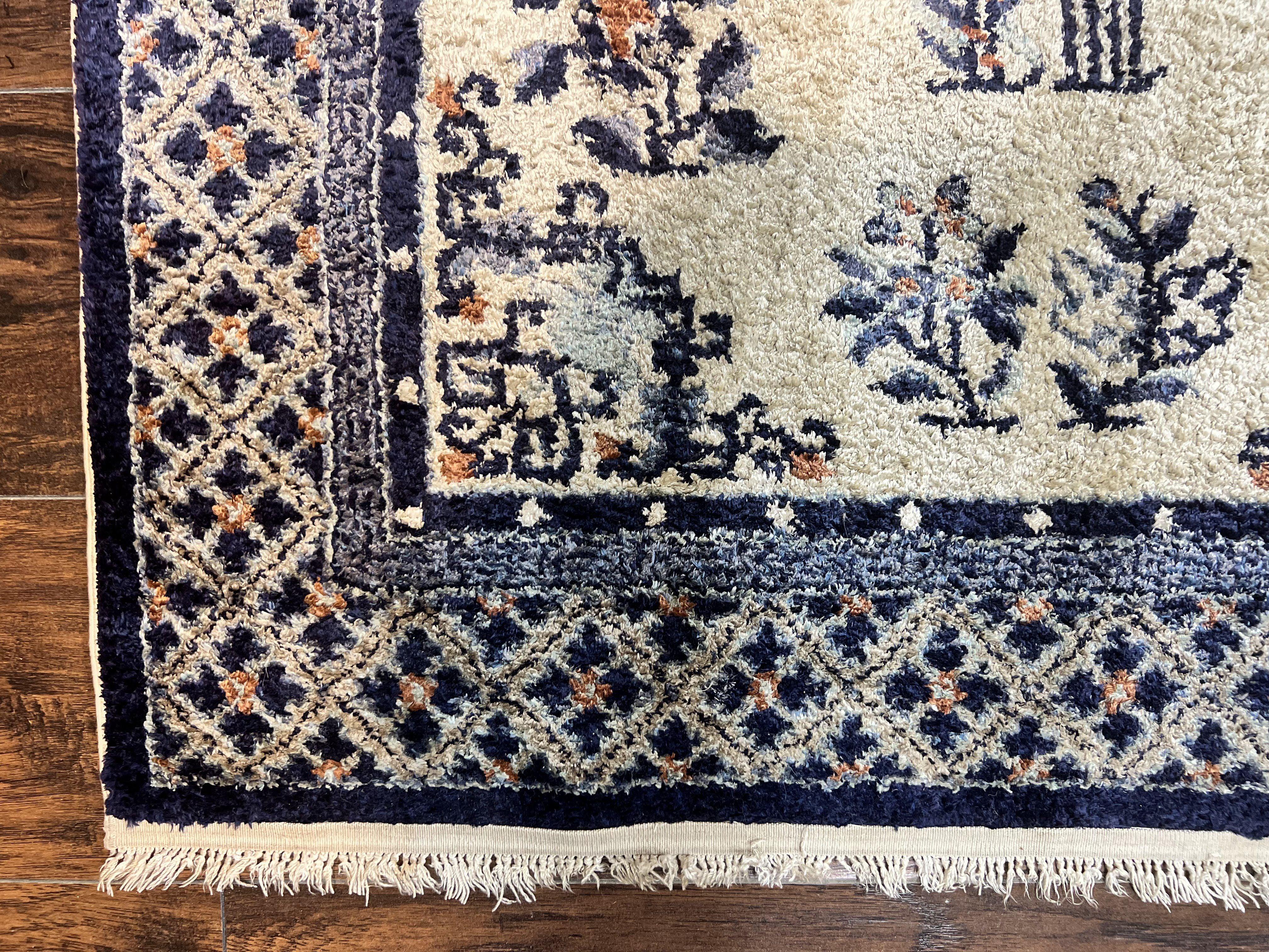 Silk Chinese Rug 3x5, Vintage Handmade Peking Carpet, Asian Oriental Art Deco Rug - Jewel Rugs