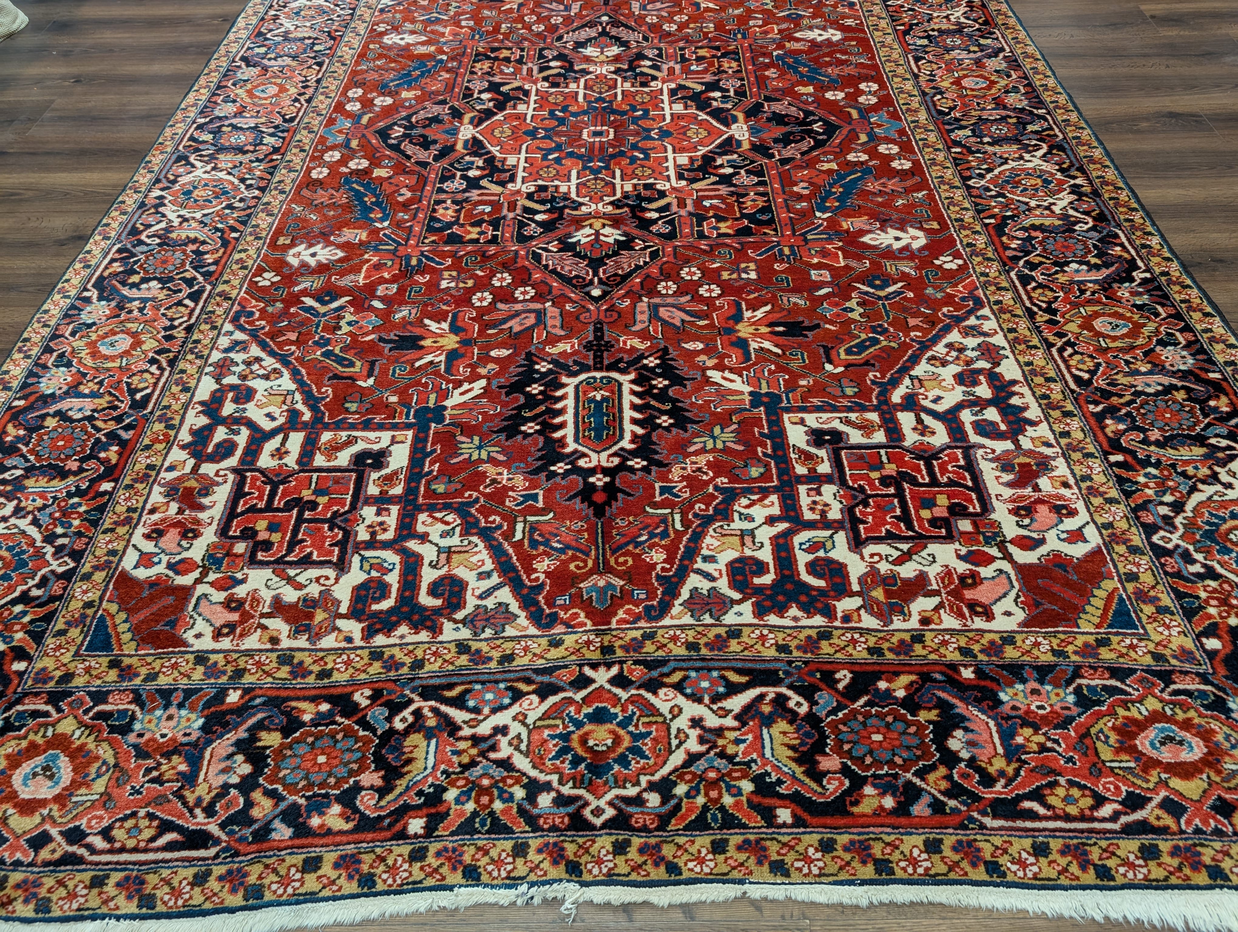 Persian Heriz Rug 8x12, Hand-Knotted Wool Carpet - Jewel Rugs