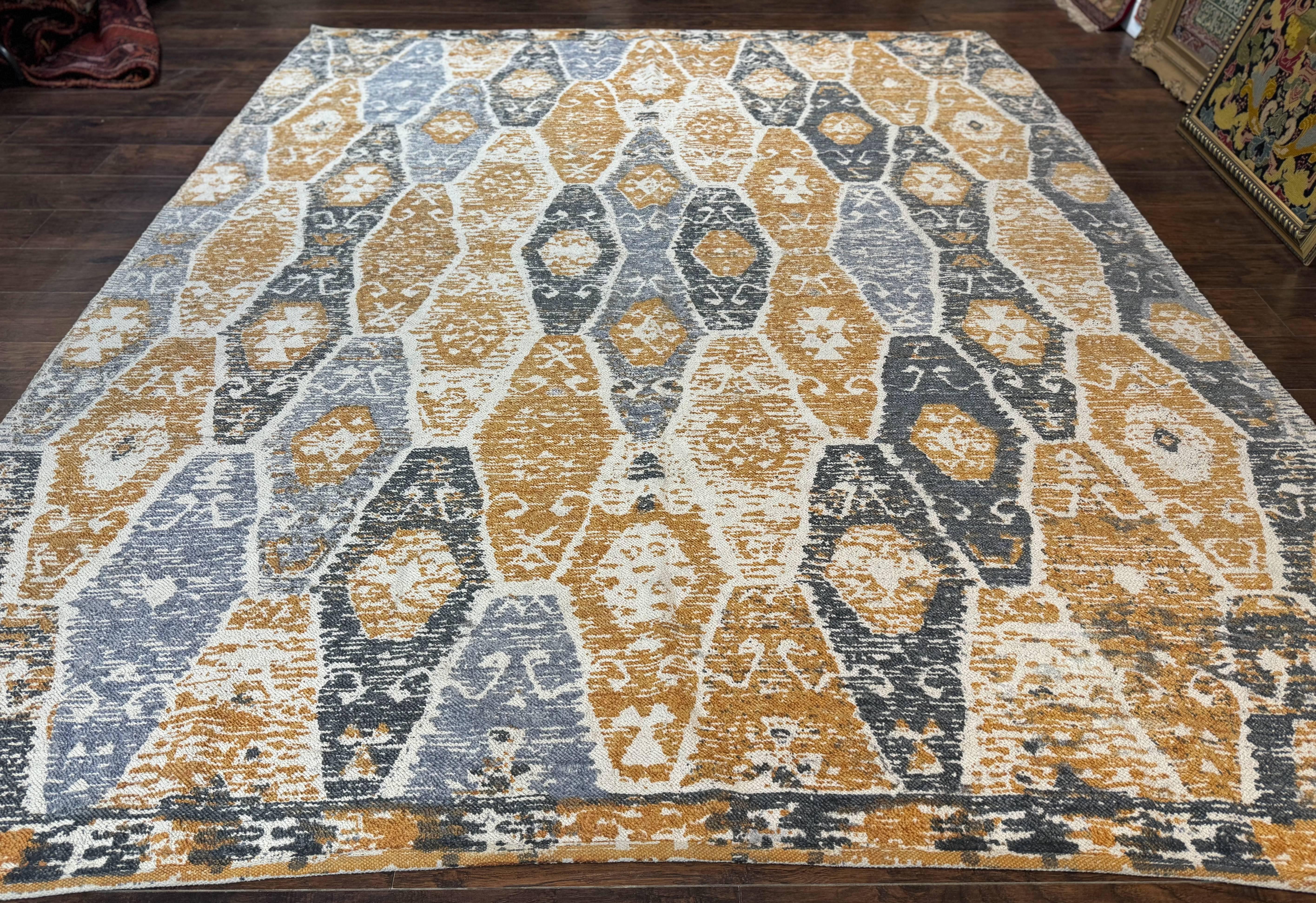 Handmade Contemporary Modern Indian Rug 8x10, Colorful - Jewel Rugs