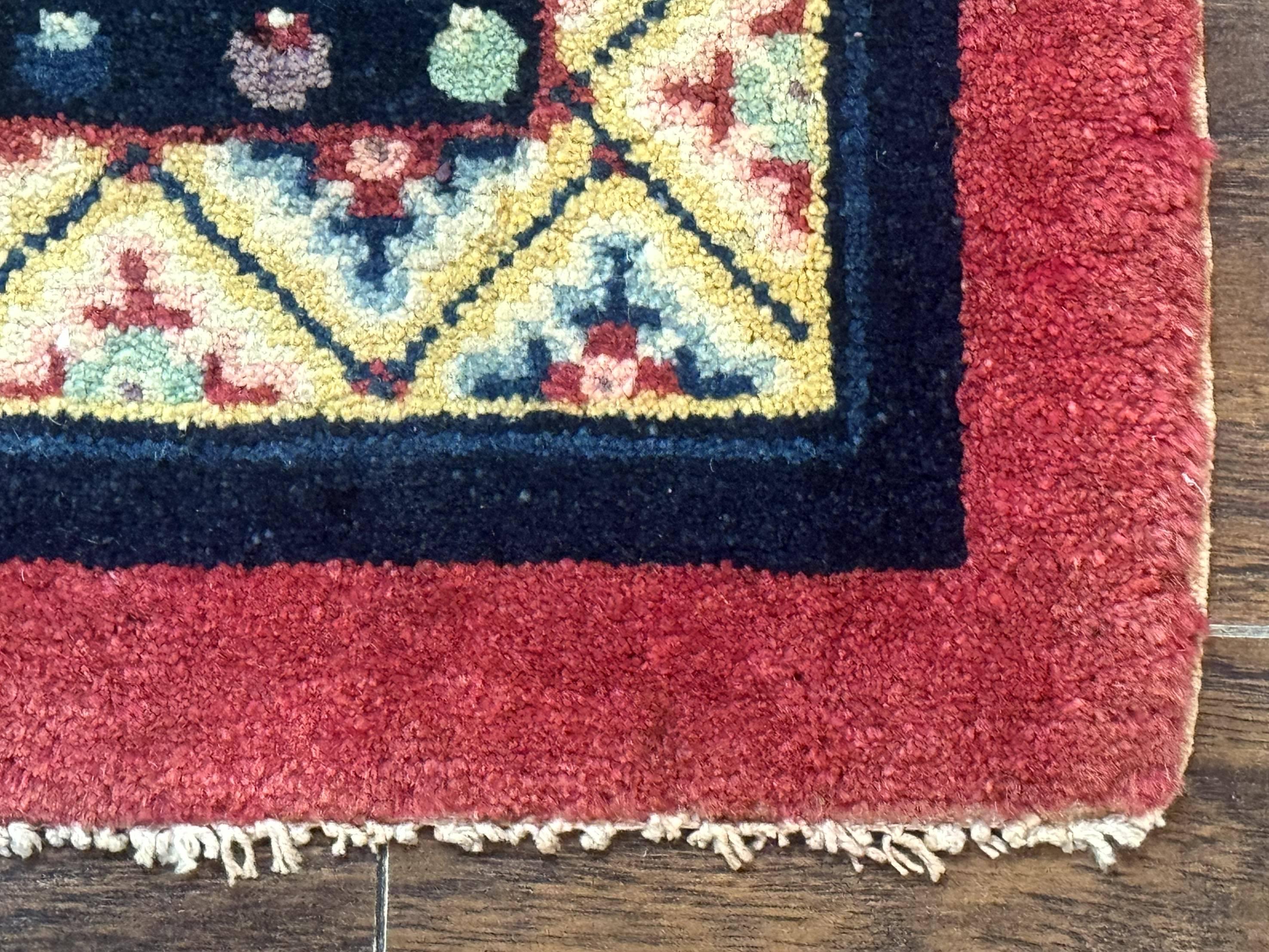 Antique Small Chiense Square Rug 2x2 ft, Wool Chinese Rug - Jewel Rugs