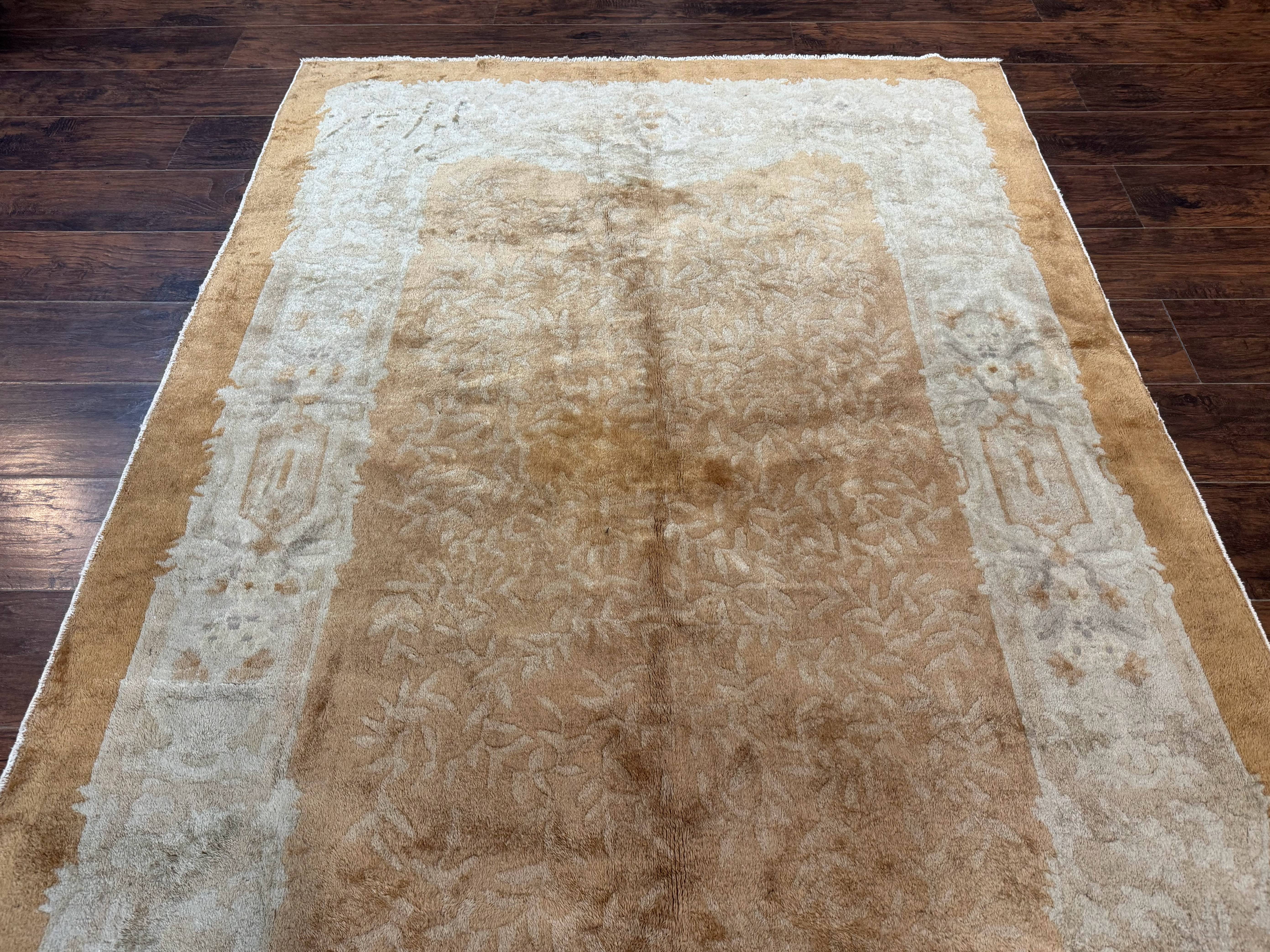 Chinese Peking Rug 5x7, Golden-Tan, Vintage Chinese Wool Carpet - Jewel Rugs