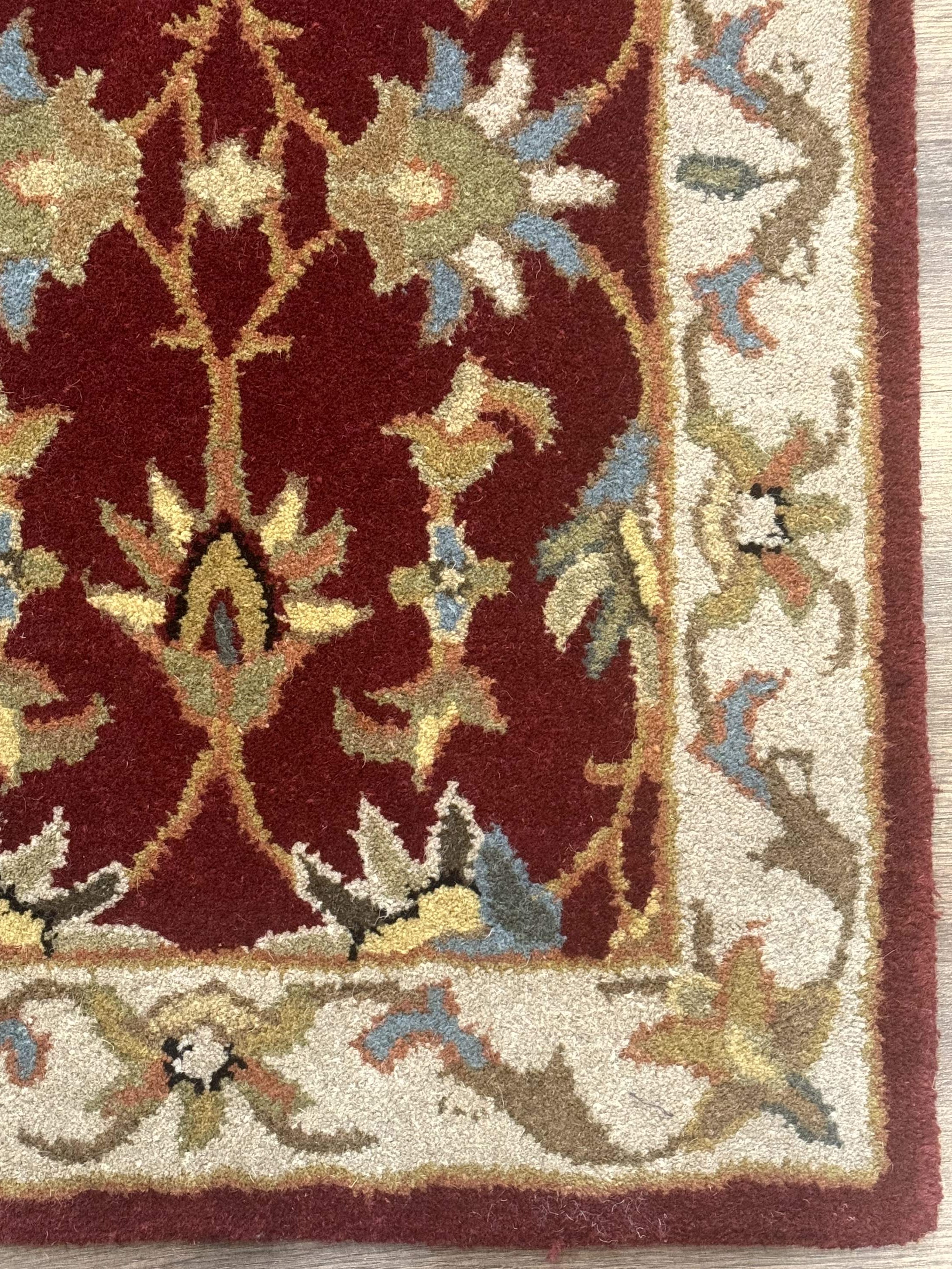 Small Floral Wool Rug 2x3, Safavieh Heritage Collection, Dark Red & Cream - Jewel Rugs