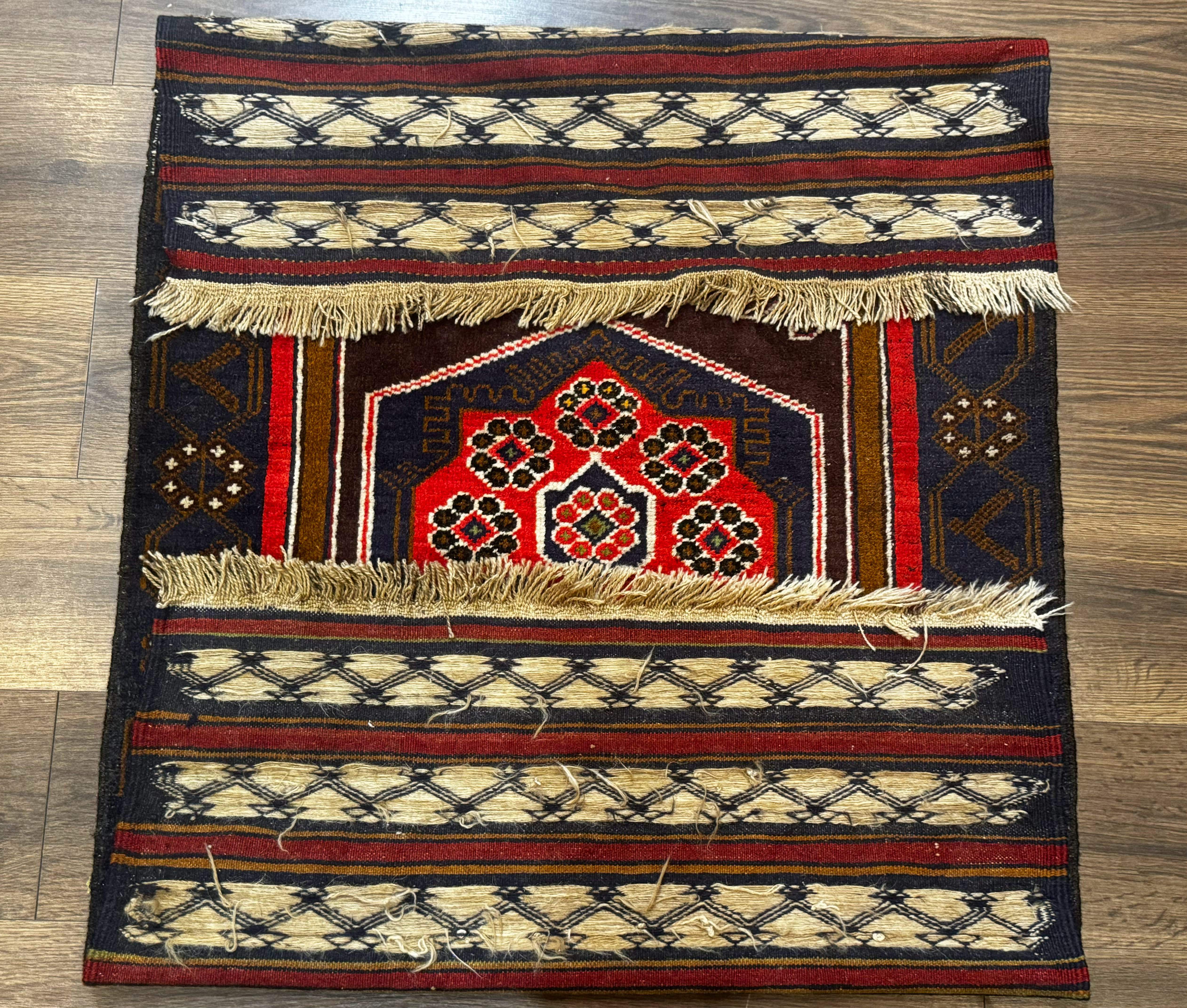 Afghan Rug 3x5, Tribal, Navy Blue, Wool, Handmade, Geometric, Rustic - Jewel Rugs