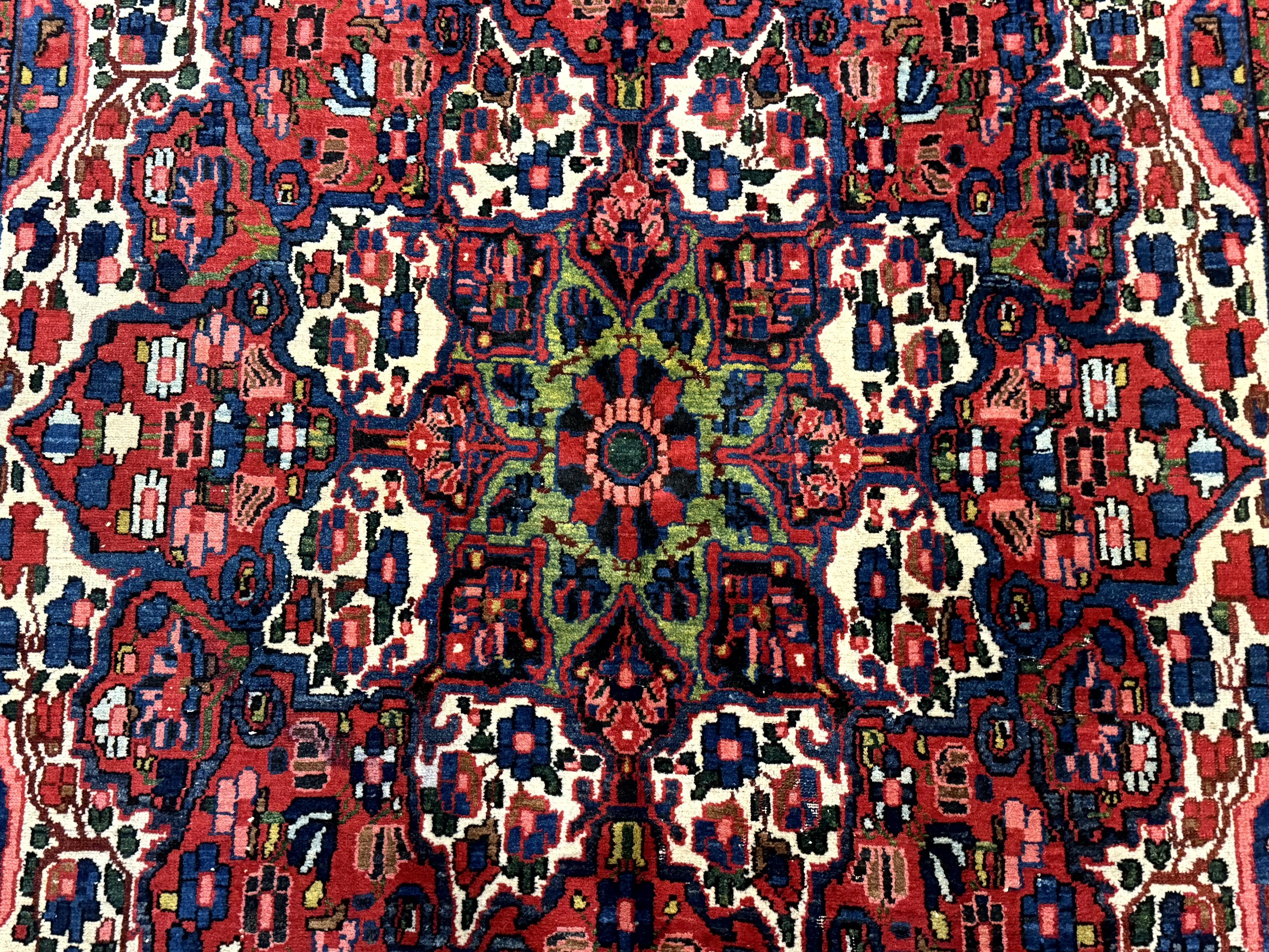 Persian Bakhtiari Rug 7x10, Antique Persian Carpet, Colorful, Great Colors, Ivory Red Blue, Rare Tribal Rug - Jewel Rugs