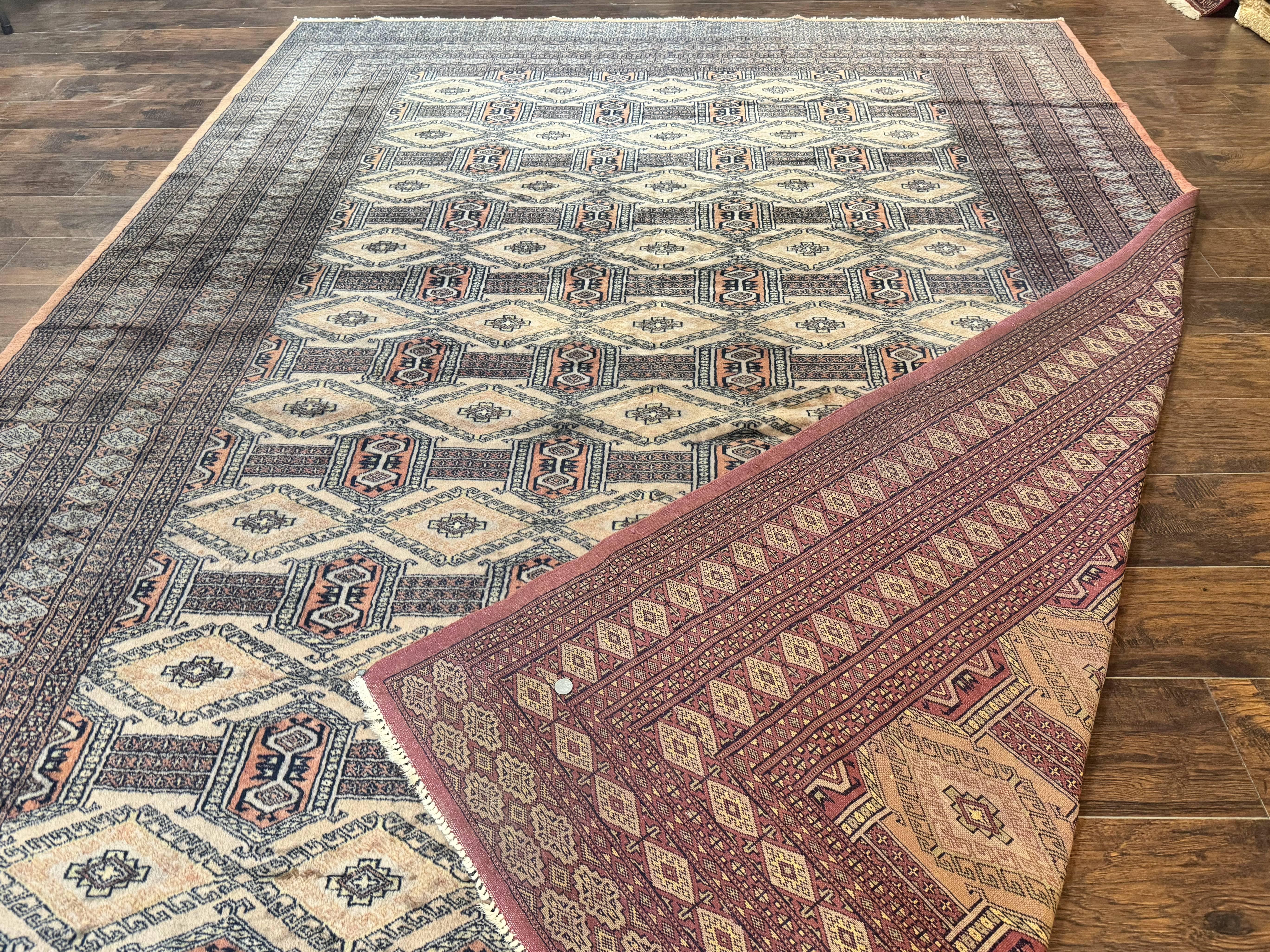 Turkoman Bokhara Rug 8x11, Camel Hair Color, Handmade Vintage Wool Pakistani Carpet - Jewel Rugs