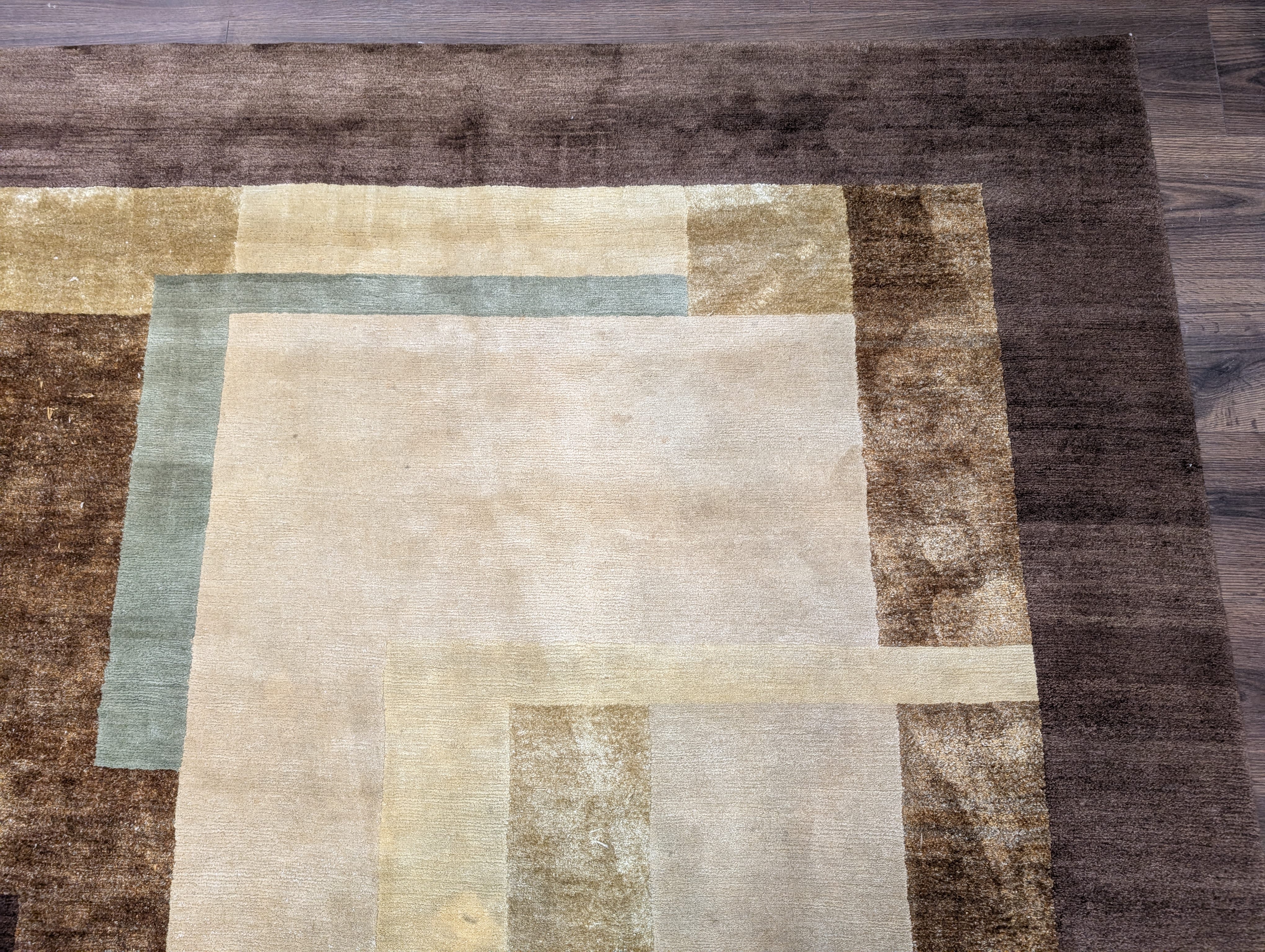 Modern Tibetan Rug 10x14, Wool, Thick Pile, Abstract Geometric, Handmade - Jewel Rugs