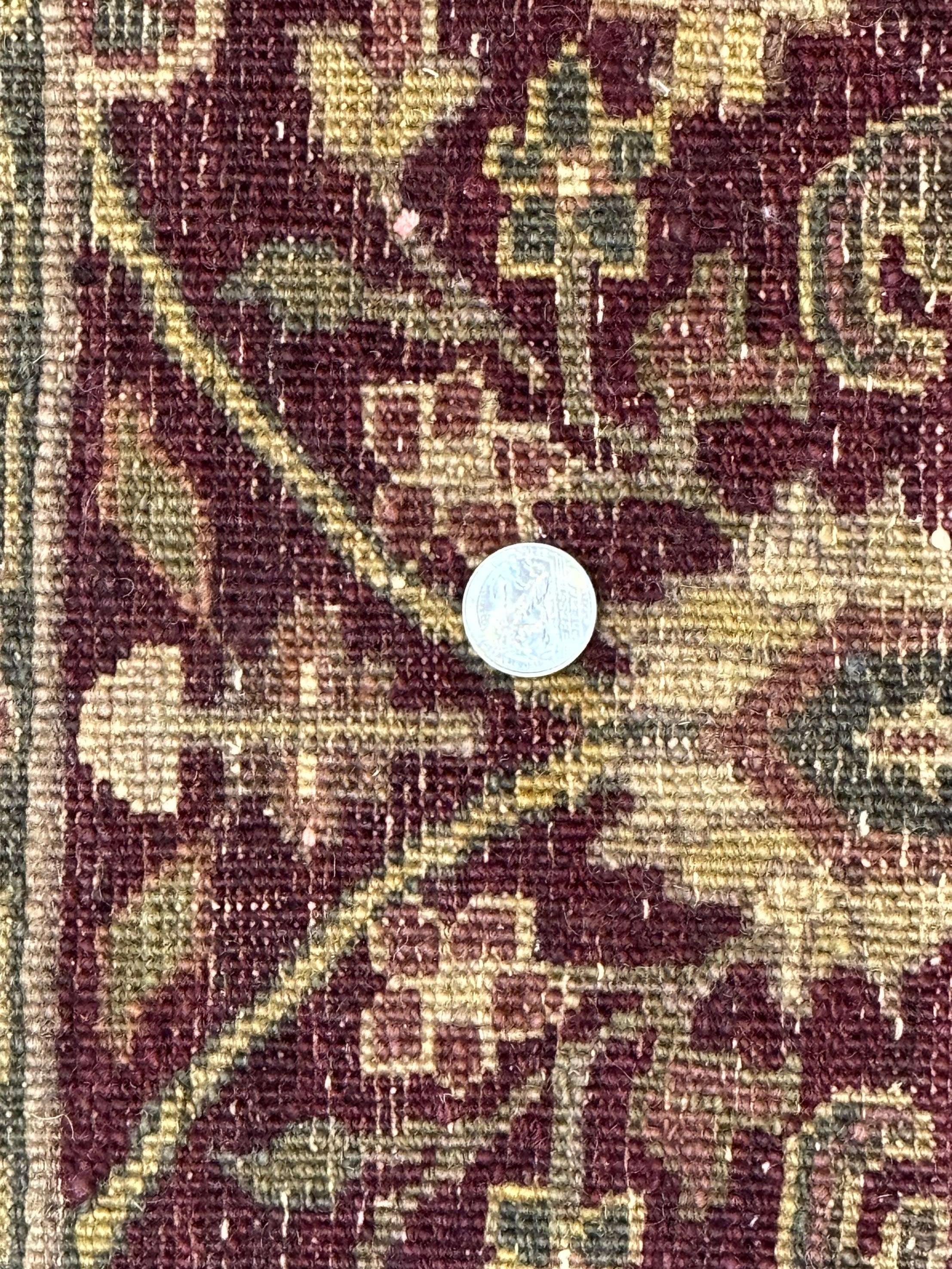 Indo Persian Runner Rug 2.7 x 13.8, Maroon, Wool, Handmade Indian Rug for Hallway - Jewel Rugs