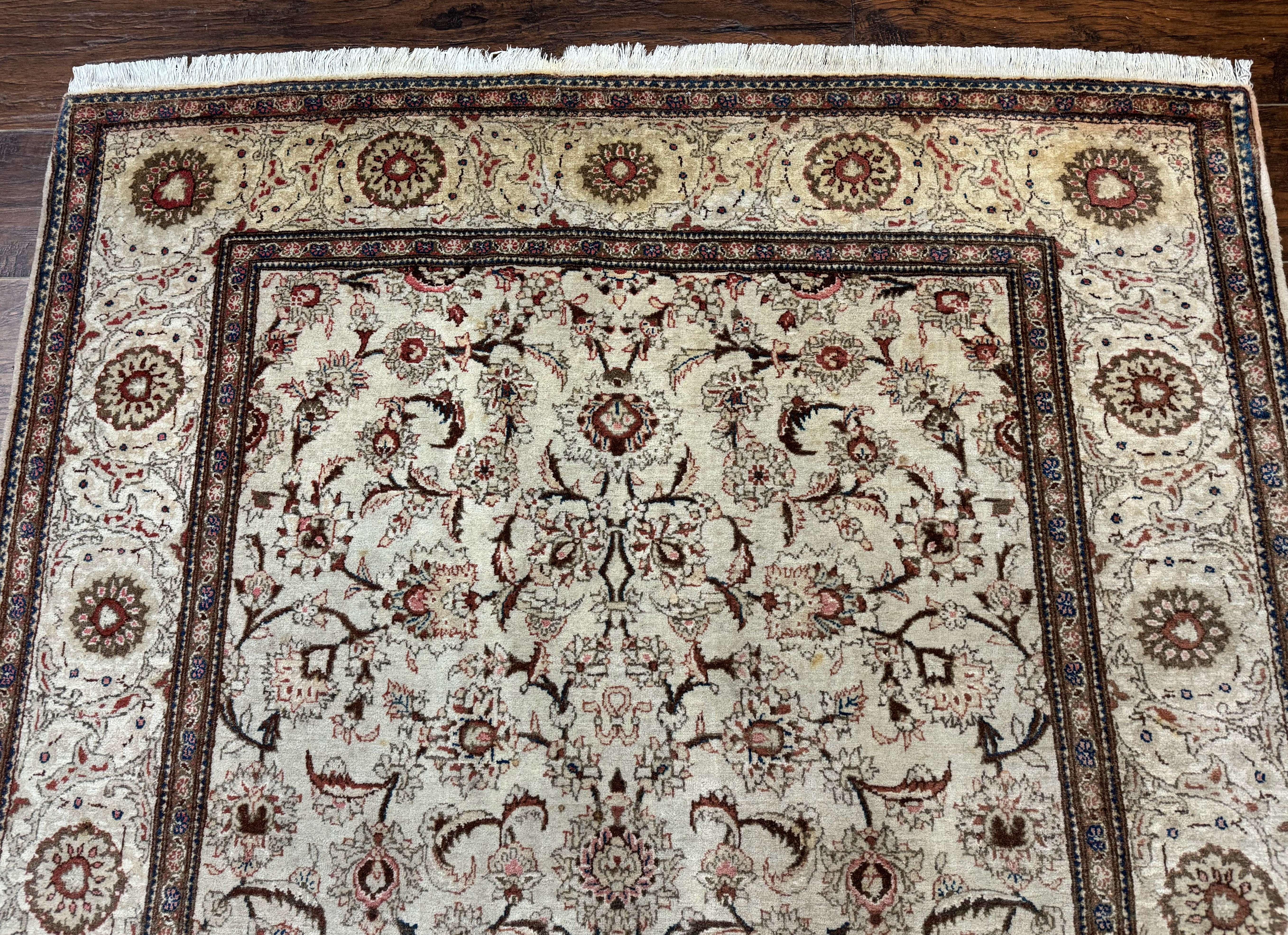 Persian Kashan Rug 5x7, Beige, Fine 250 KPSI - Jewel Rugs