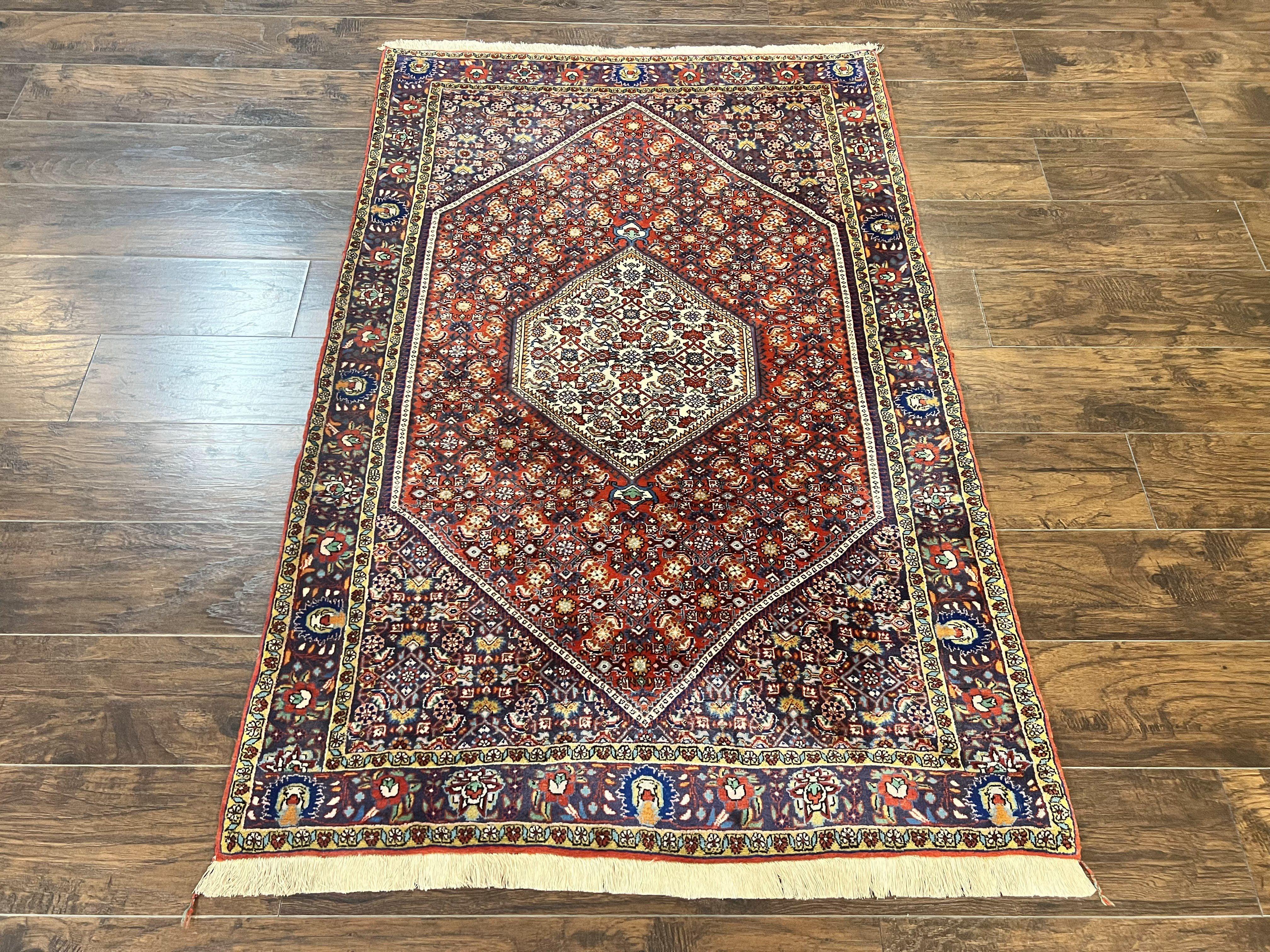 Persian Bidjar Rug 4x6, Handmade Oriental Carpet, Fine Weave, Herati Mahi Pattern, Vintage, Red, 300 KPSI - Jewel Rugs