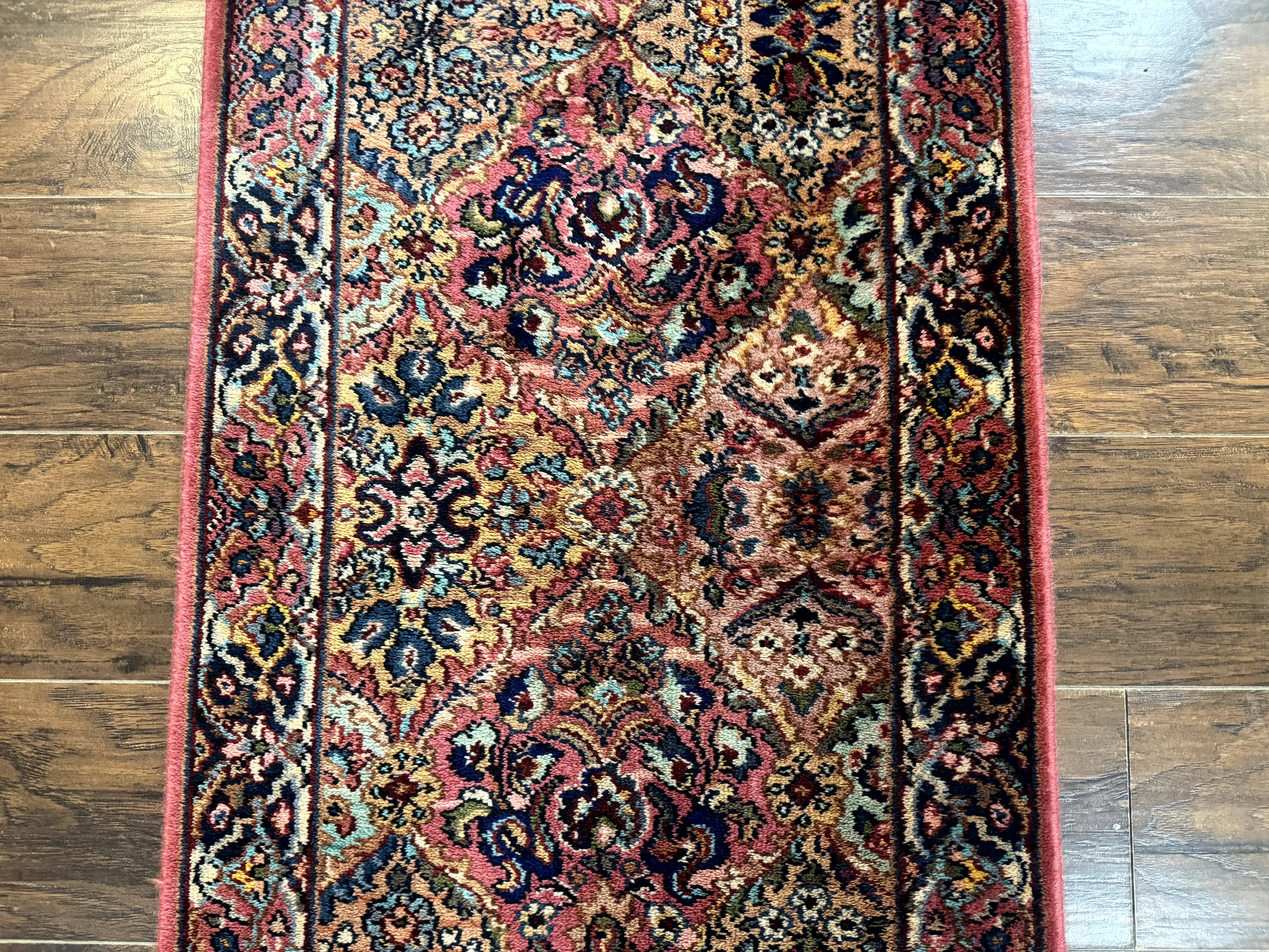 Karastan Runner Rug 2x9, Multicolor Panel Kirman Runner #717, Wool Pile, Original 700 Series, Vintage, Skinny Runner 2 x 9, Rare - Jewel Rugs