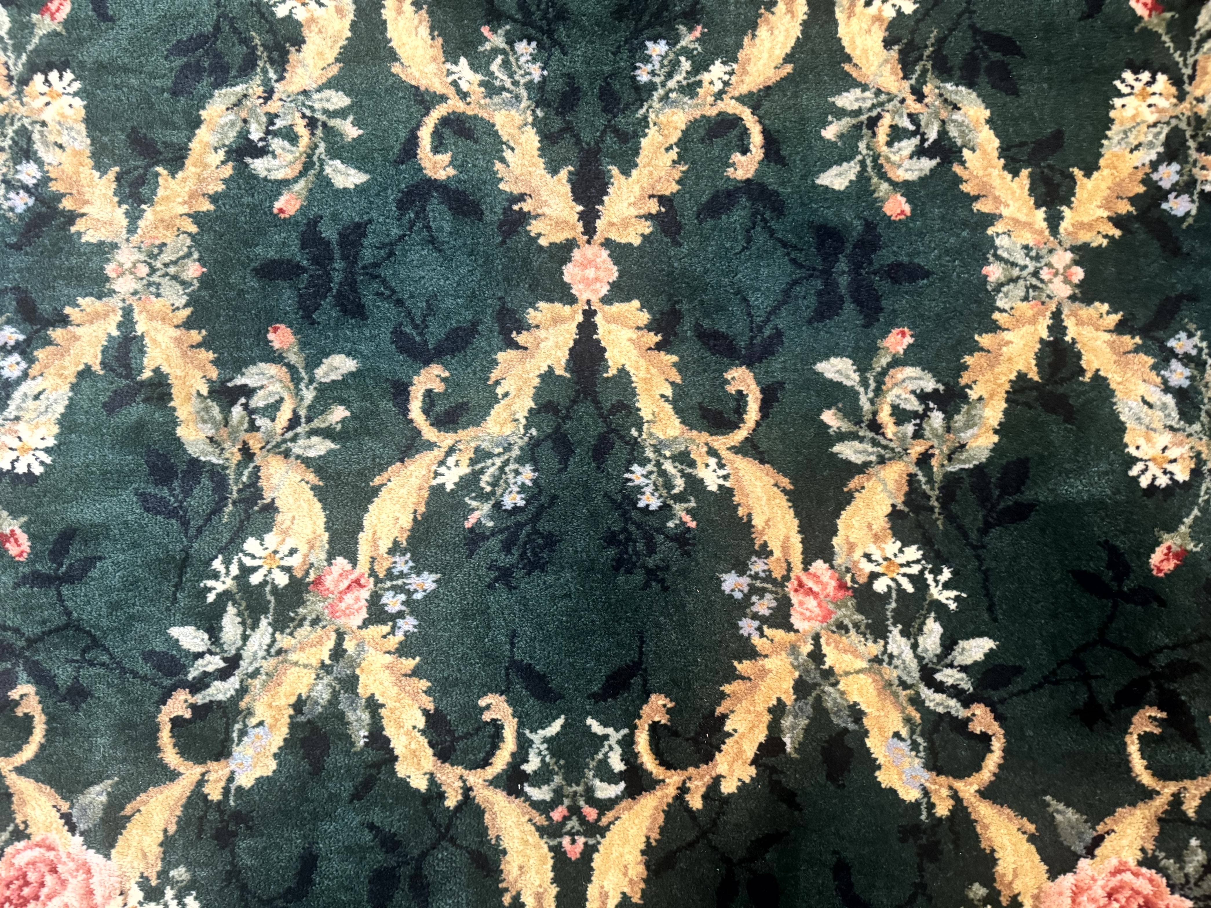 Karastan Garden of Eden Rug 4x6, Green Savonnerie 509/1733, Original Discontinued Vintage Karastan Carpet - Jewel Rugs