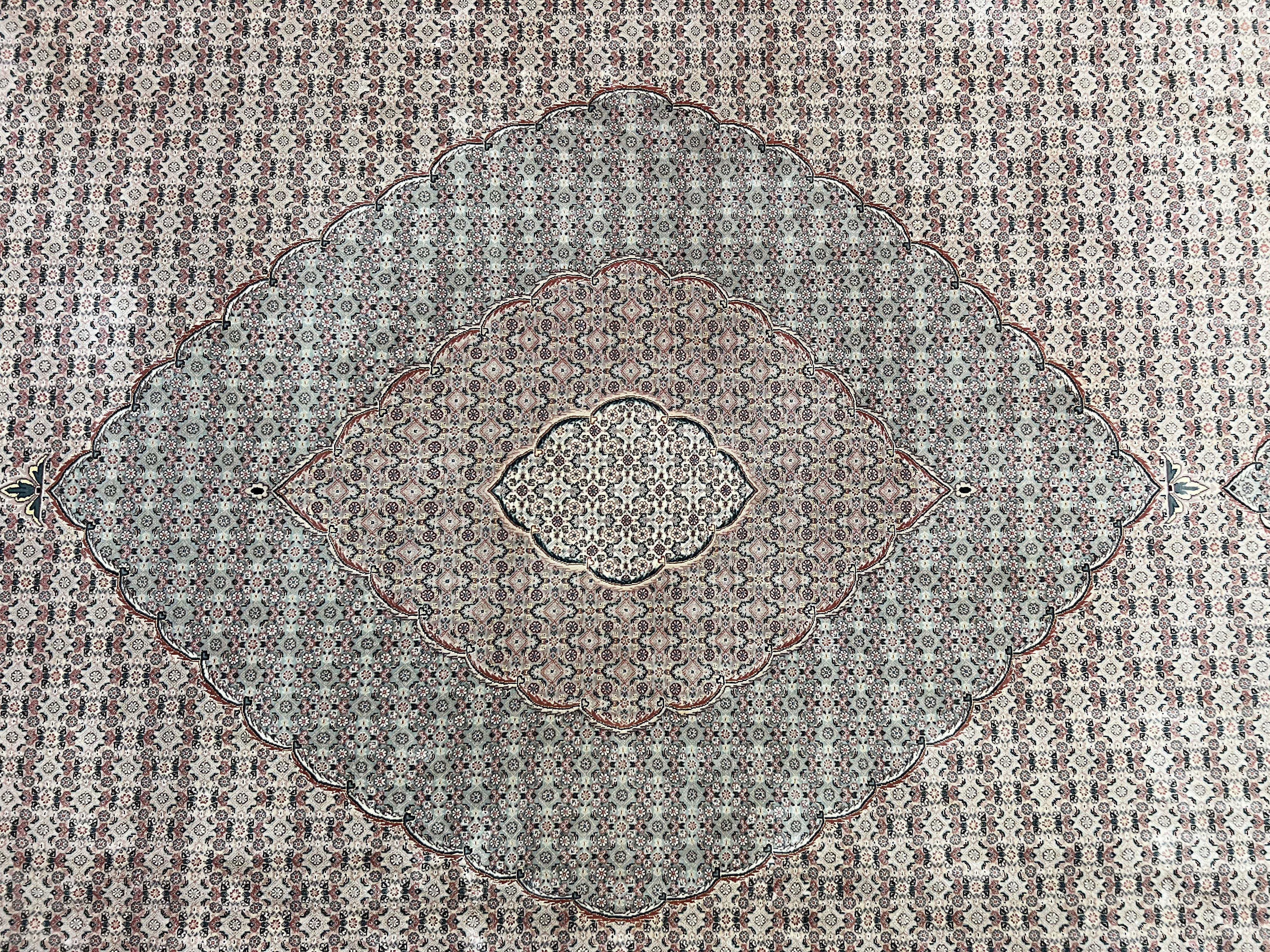 Pak Persian Rug 12x15, Wool & Silk Hand Knotted Vintage Carpet, Mahi Herati Pattern, Beige, Traditional Oversized Extra Large Oriental Rug - Jewel Rugs