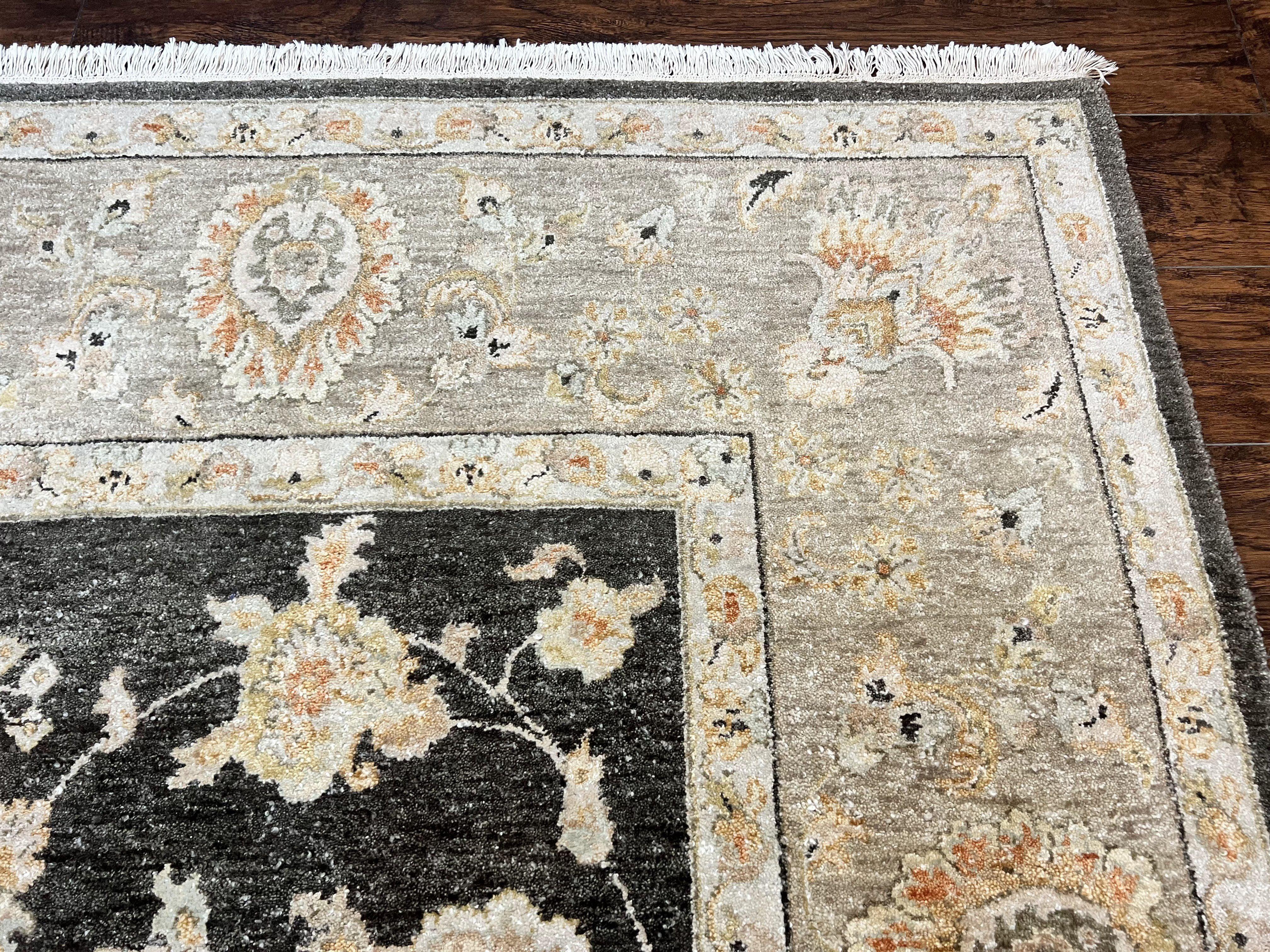 Indo Persian Rug 9x12, Sultanabad Indian Carpet, Dark Brown, Hand Knotted Vintage Wool Rug - Jewel Rugs