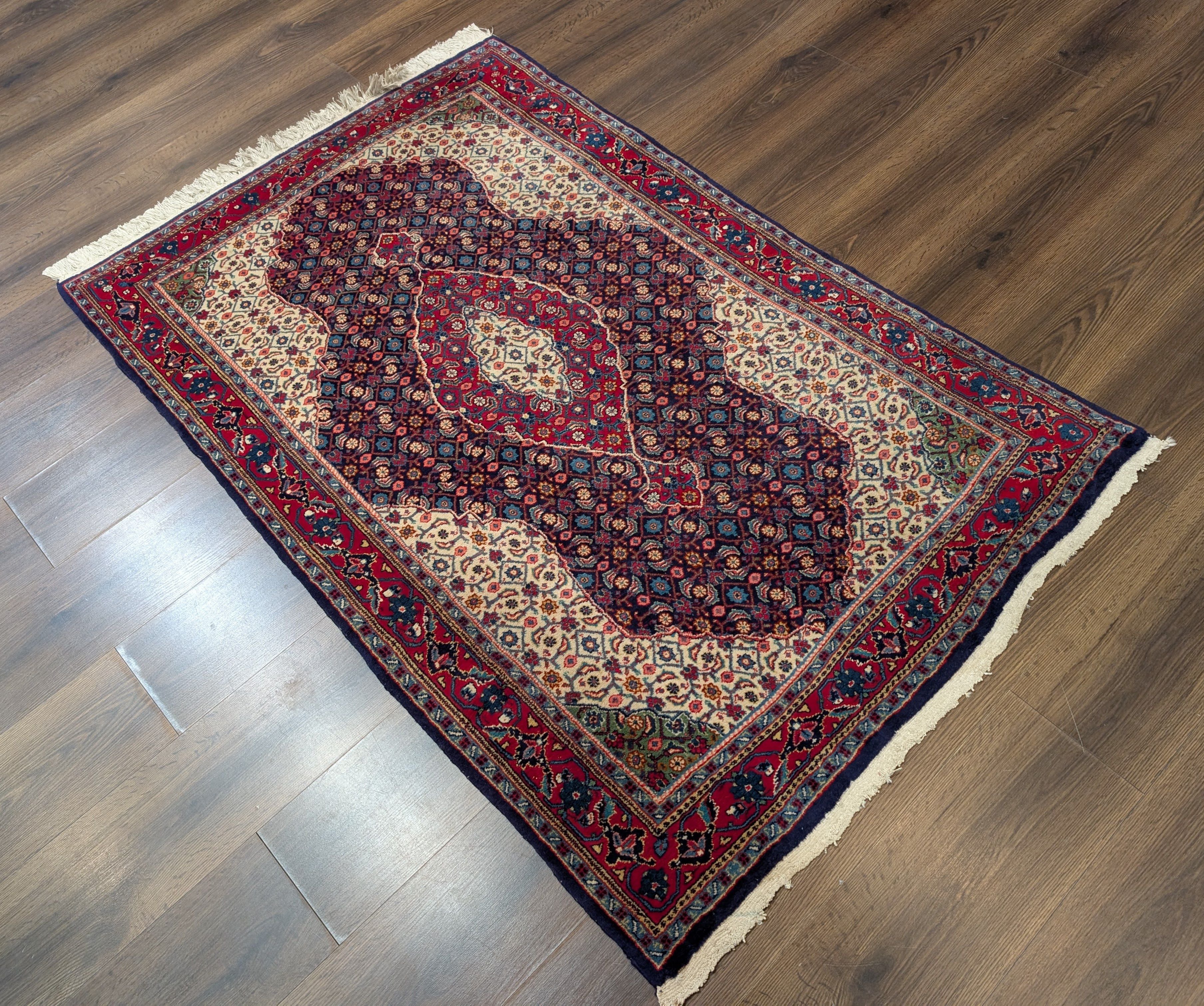 Persian Bidjar Rug 3.6 x 5.5, Navy Blue, Fine 210 KPSI, Hand Knotted - Jewel Rugs