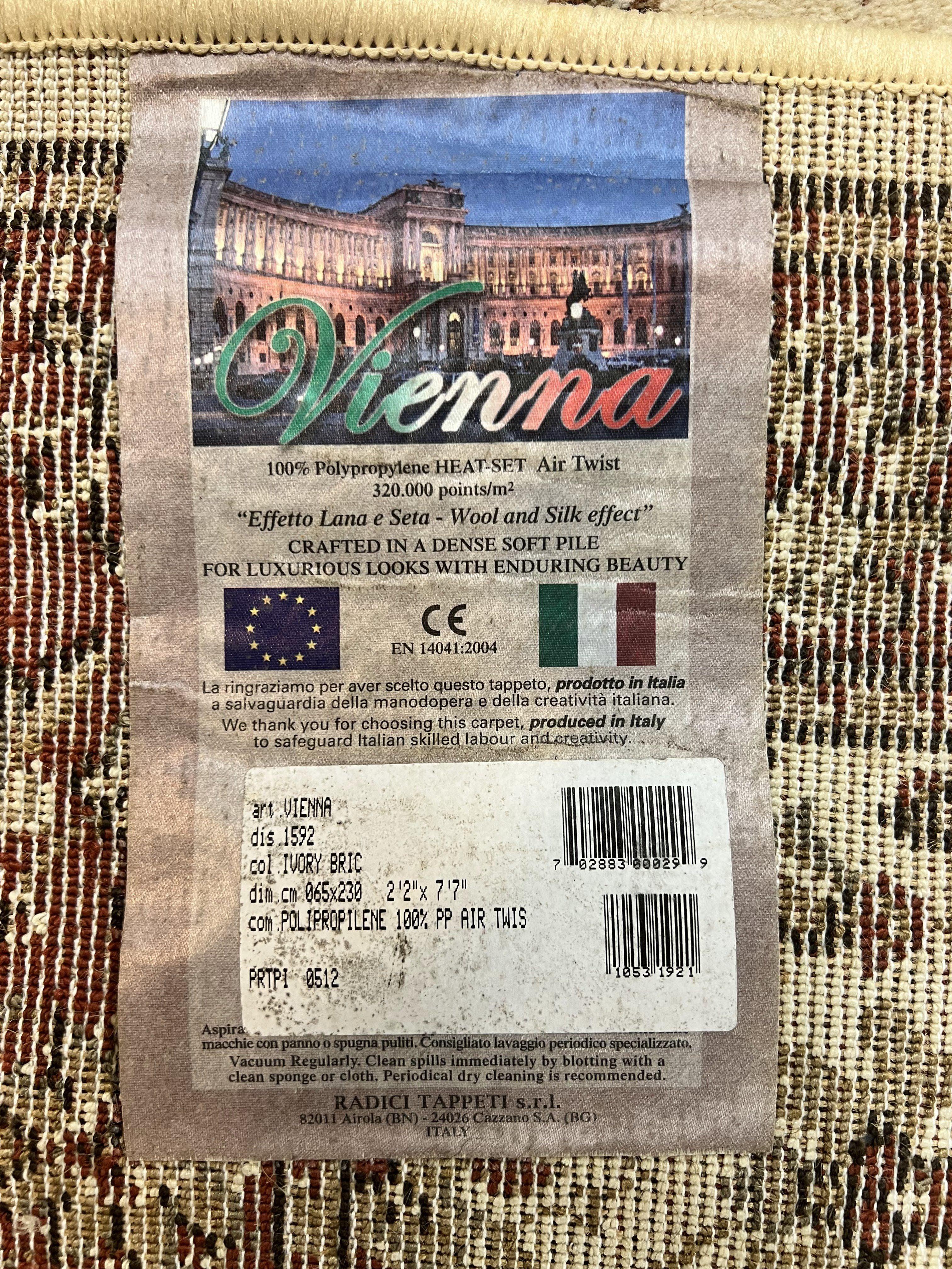 Runner Rug 2 x 7.6, Skinny Runner, Oriental Rug for Hallway, Ivory & Rust Red, Floral Allover - Jewel Rugs