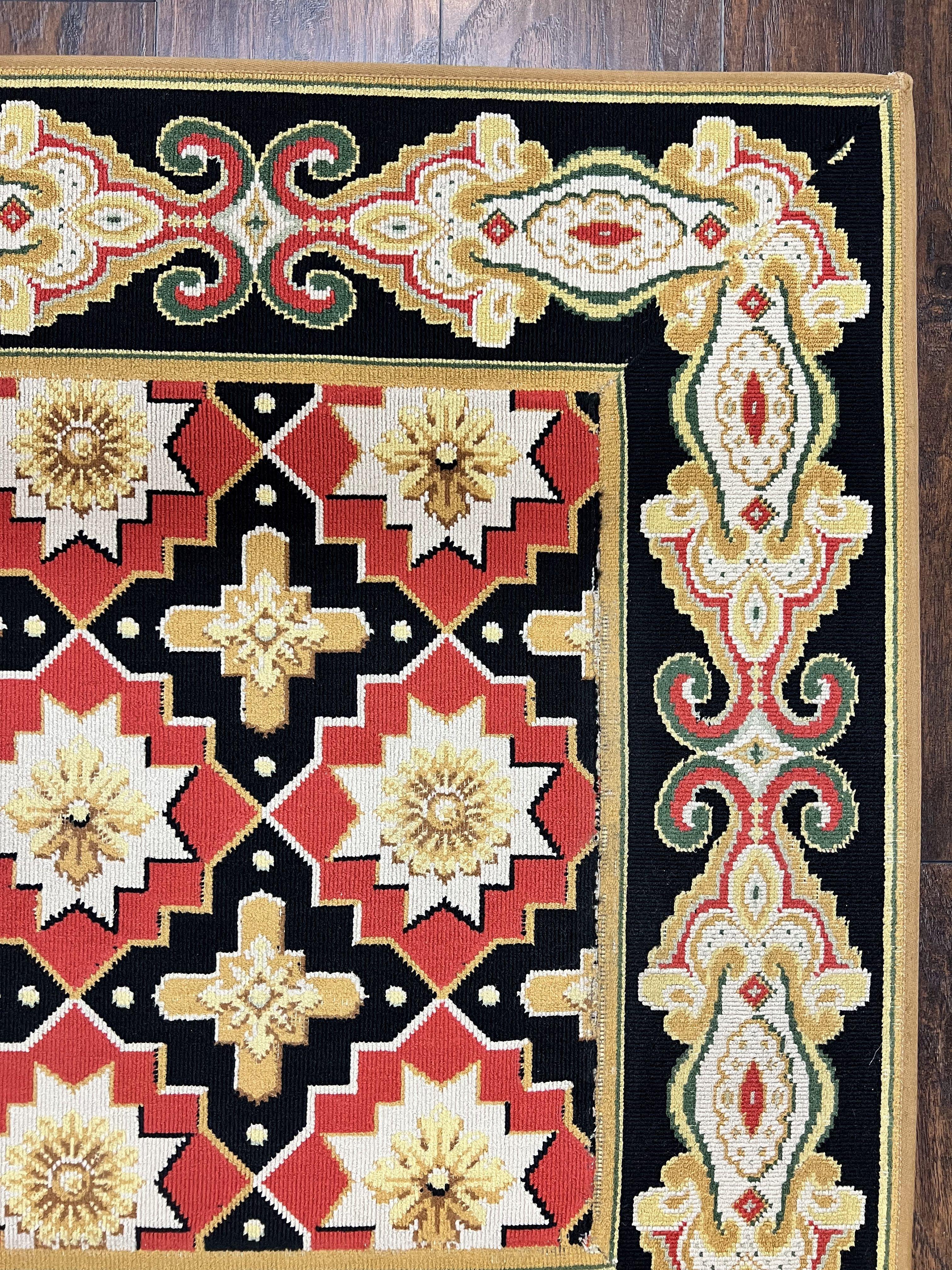 Vintage Runner Rug 3.5 x 14, Long Runner Rug, Stark Custom Made Carpet, European Design, Red Black Ivory Tan, Long Rug for Hallway - Jewel Rugs