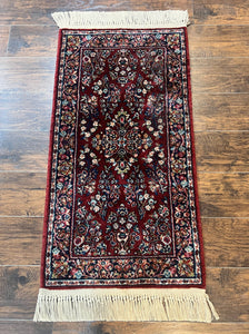 Small Karastan Rug 2x4 Red Sarouk #785, Karastan Wool Pile Rug, Original 700 Series, Discontinued Vintage Karastan Carpet