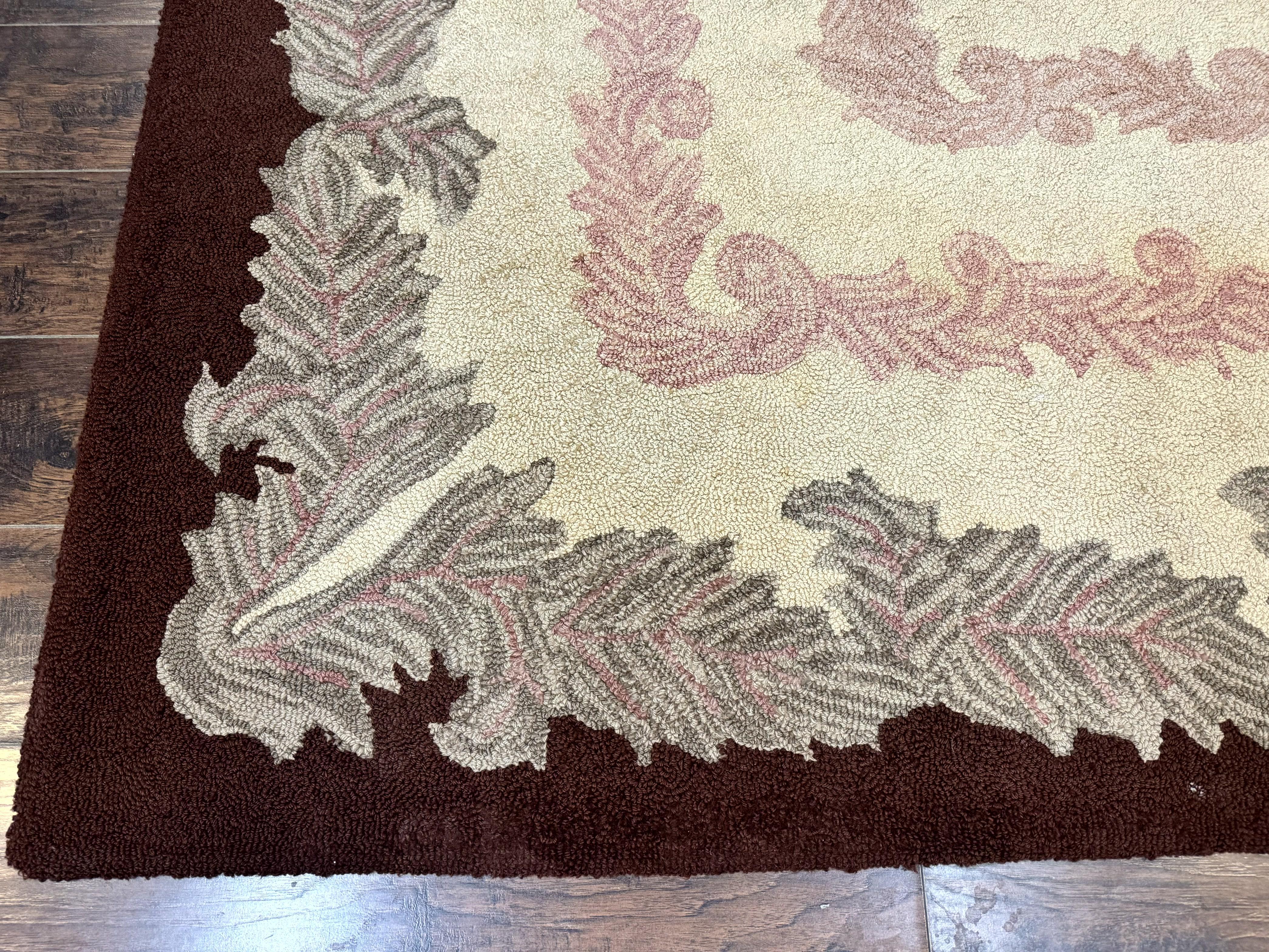 American Hand Hooked Rug 9x12, Vintage Aubusson Carpet, Wool - Jewel Rugs