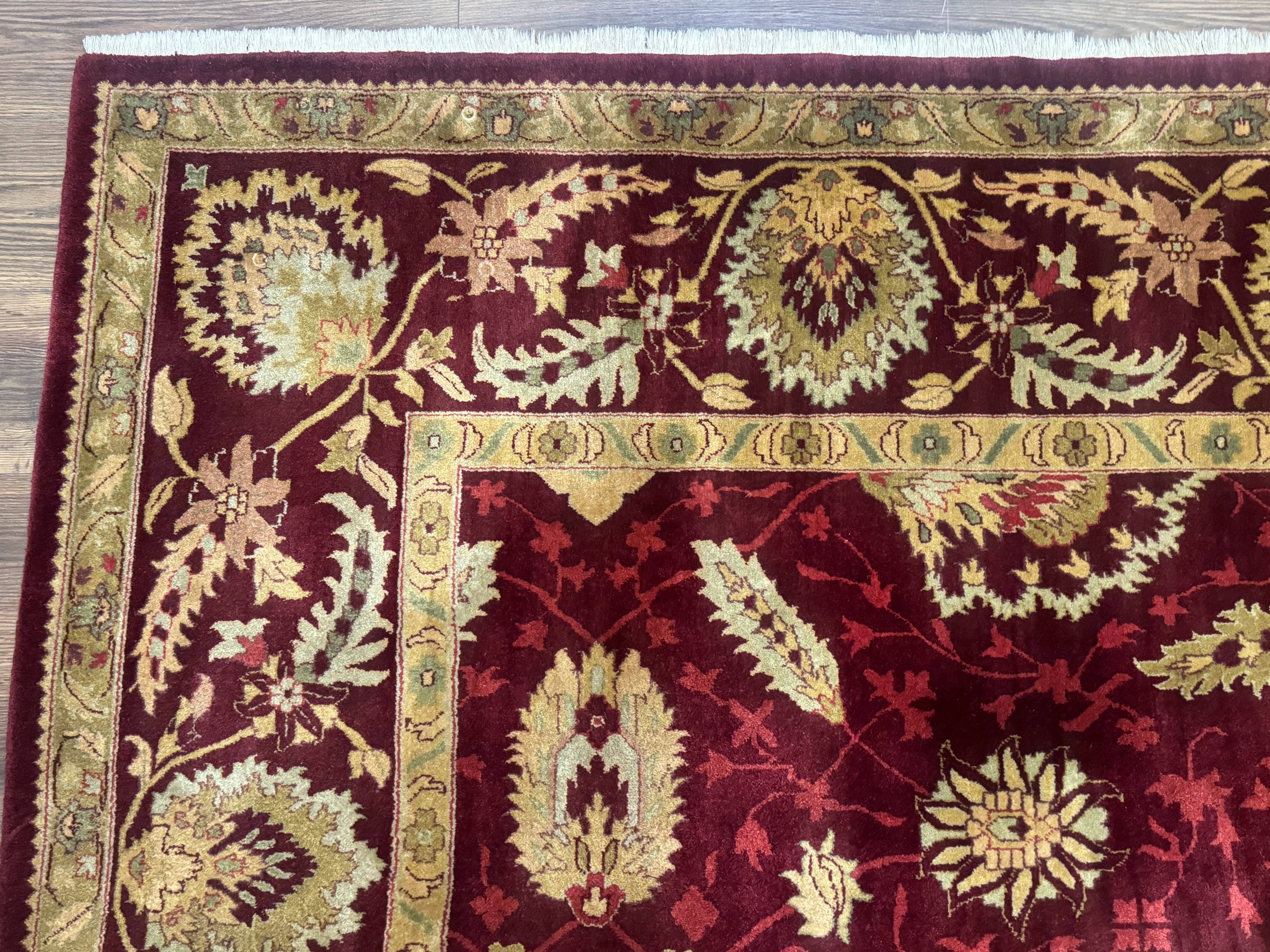 Indo Mahal Rug 9x12, Allover Pattern, Dark Red, Traditional Wool Area Rug - Jewel Rugs