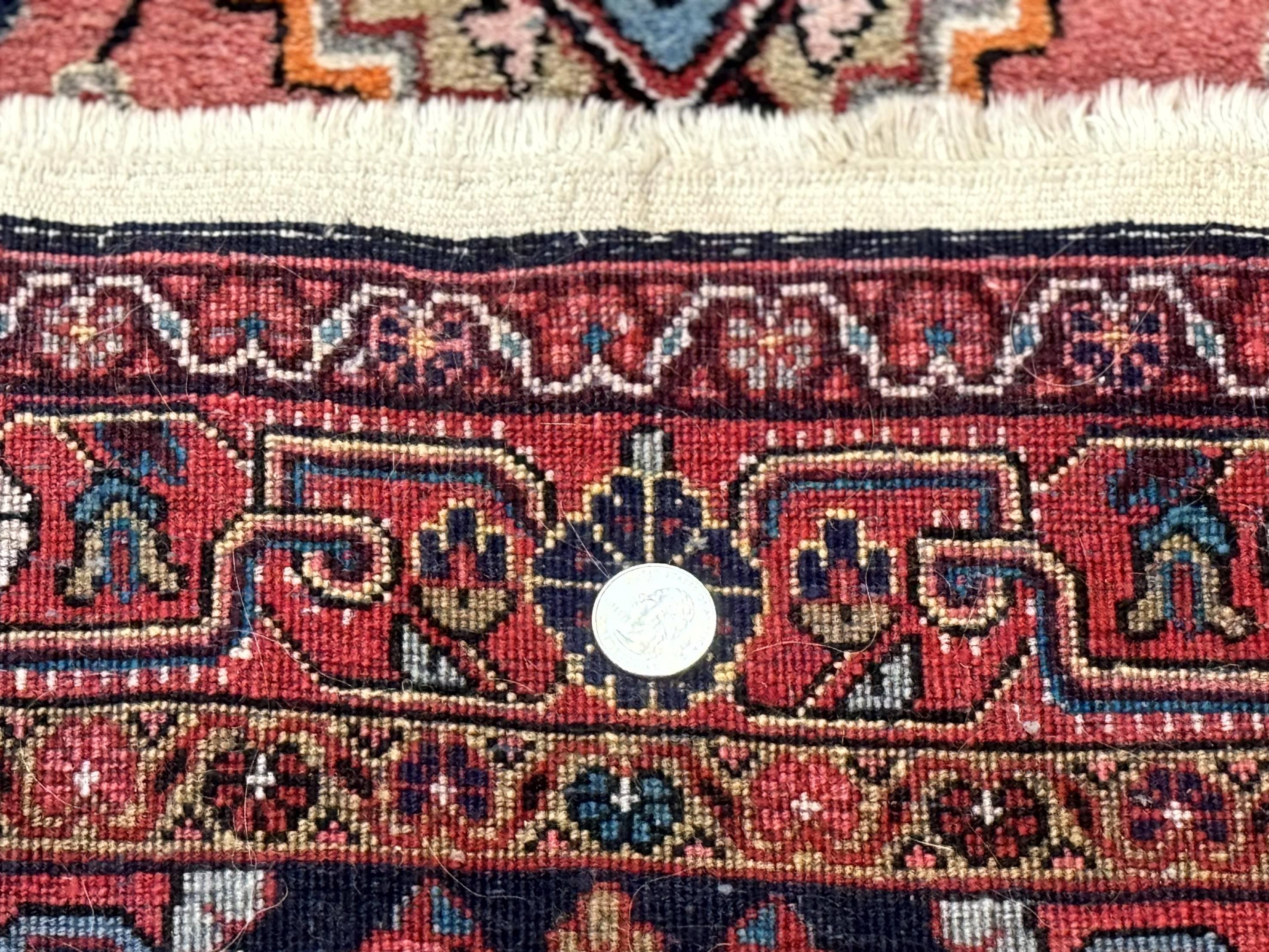 Persian Rug 3x5, Jozan Sarouk Rug, Navy Blue and Coral, Medallion Rug, Semi Antique - Jewel Rugs