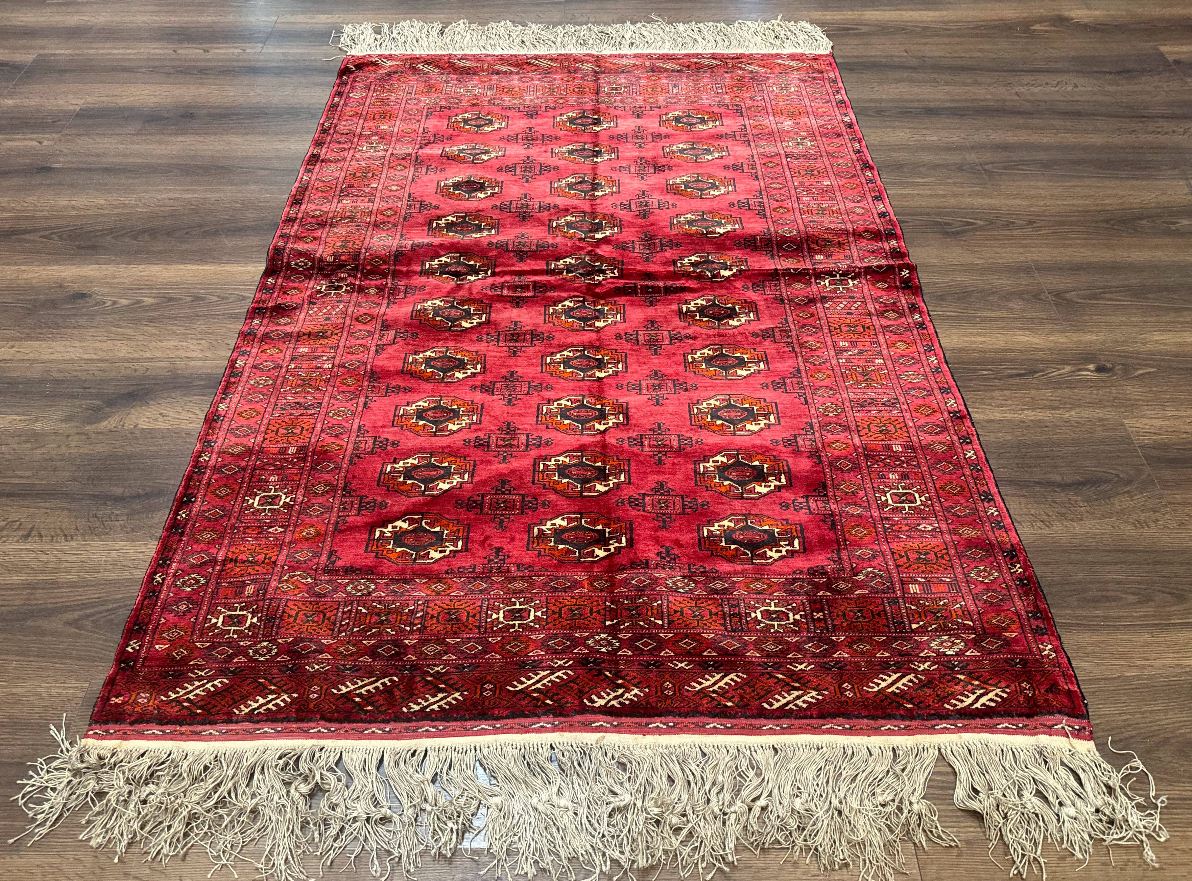 Antique Persian Silk Turkoman Rug 4x5, Silk Pile on Silk Foundation, Red, Rare Tribal Rug - Jewel Rugs