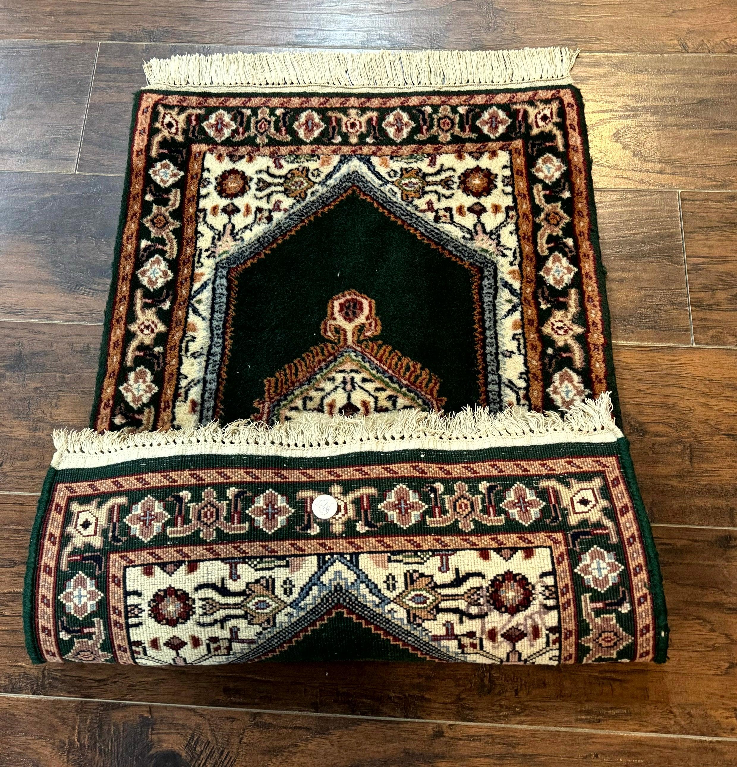 Small Indo Persian Dark Green Rug 2x3, Geometric Semi Open Field - Jewel Rugs