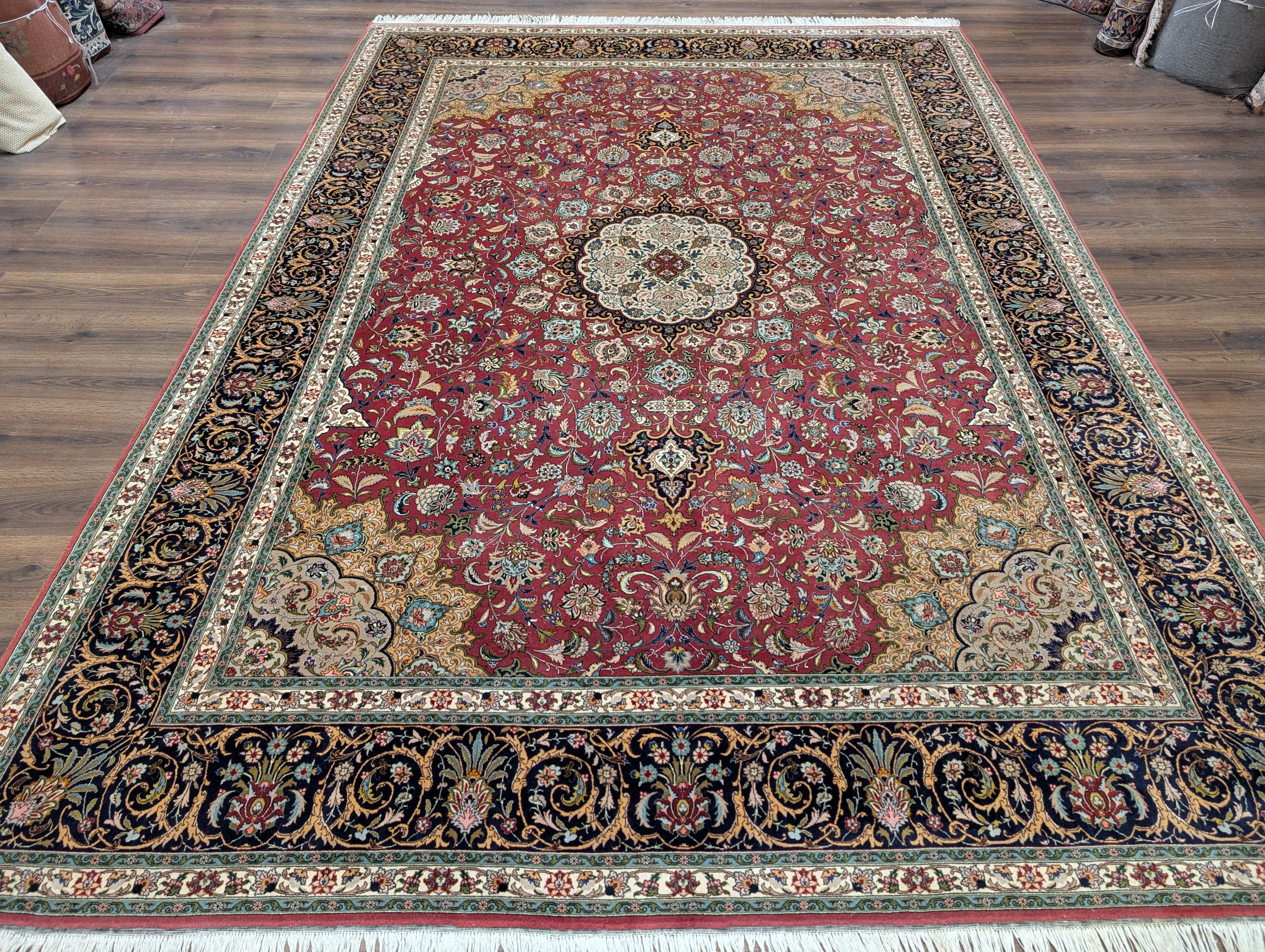 Persian Tabriz Rug 8x12, Fine 270 KPSI, Birds, Hand Knotted Carpet, Javad Galam Rug - Jewel Rugs