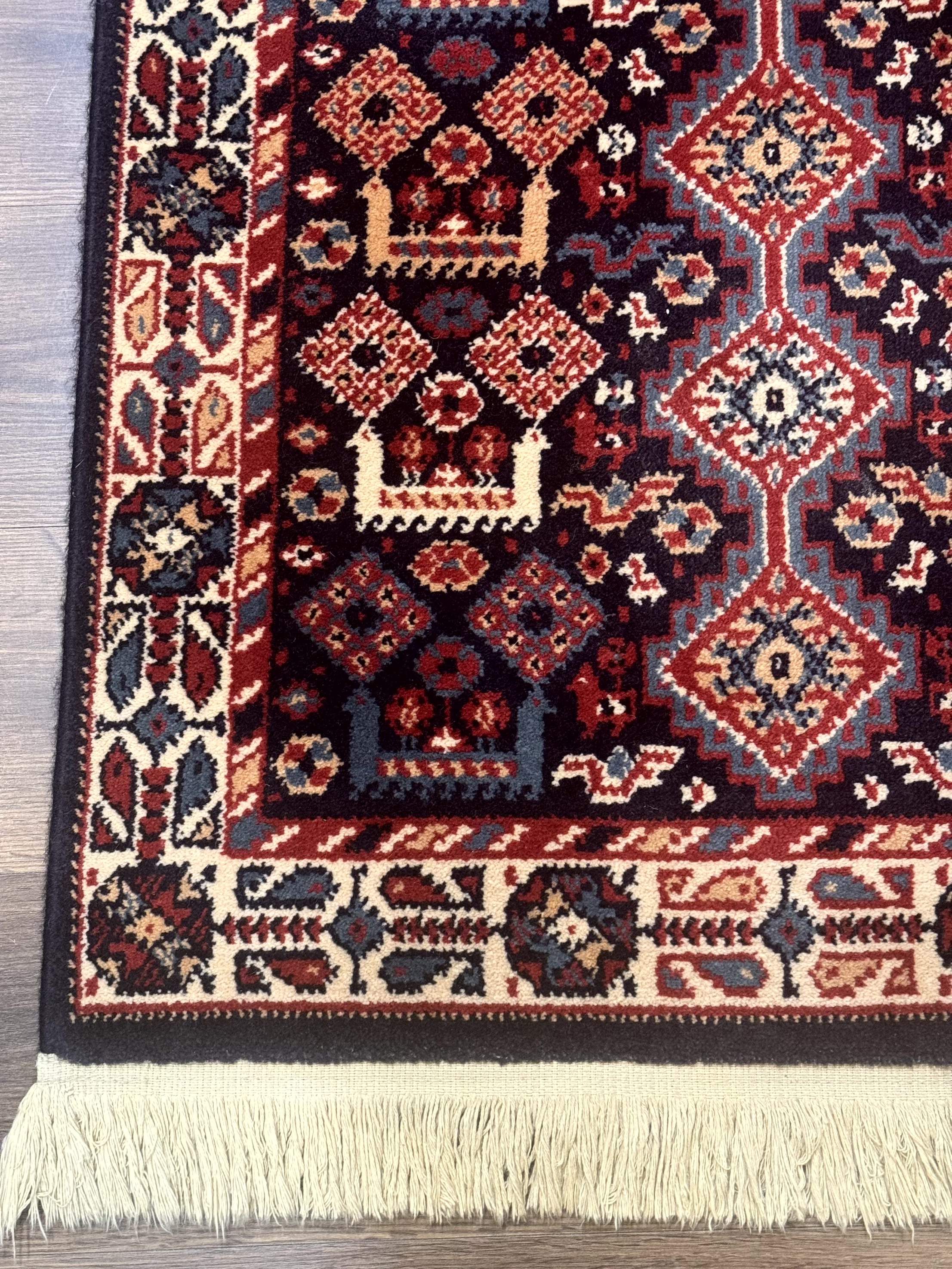 Small Karastan Rug 3x4, Yuruk Collection, Wool, Tribal, Geometric, Navy Blue - Jewel Rugs