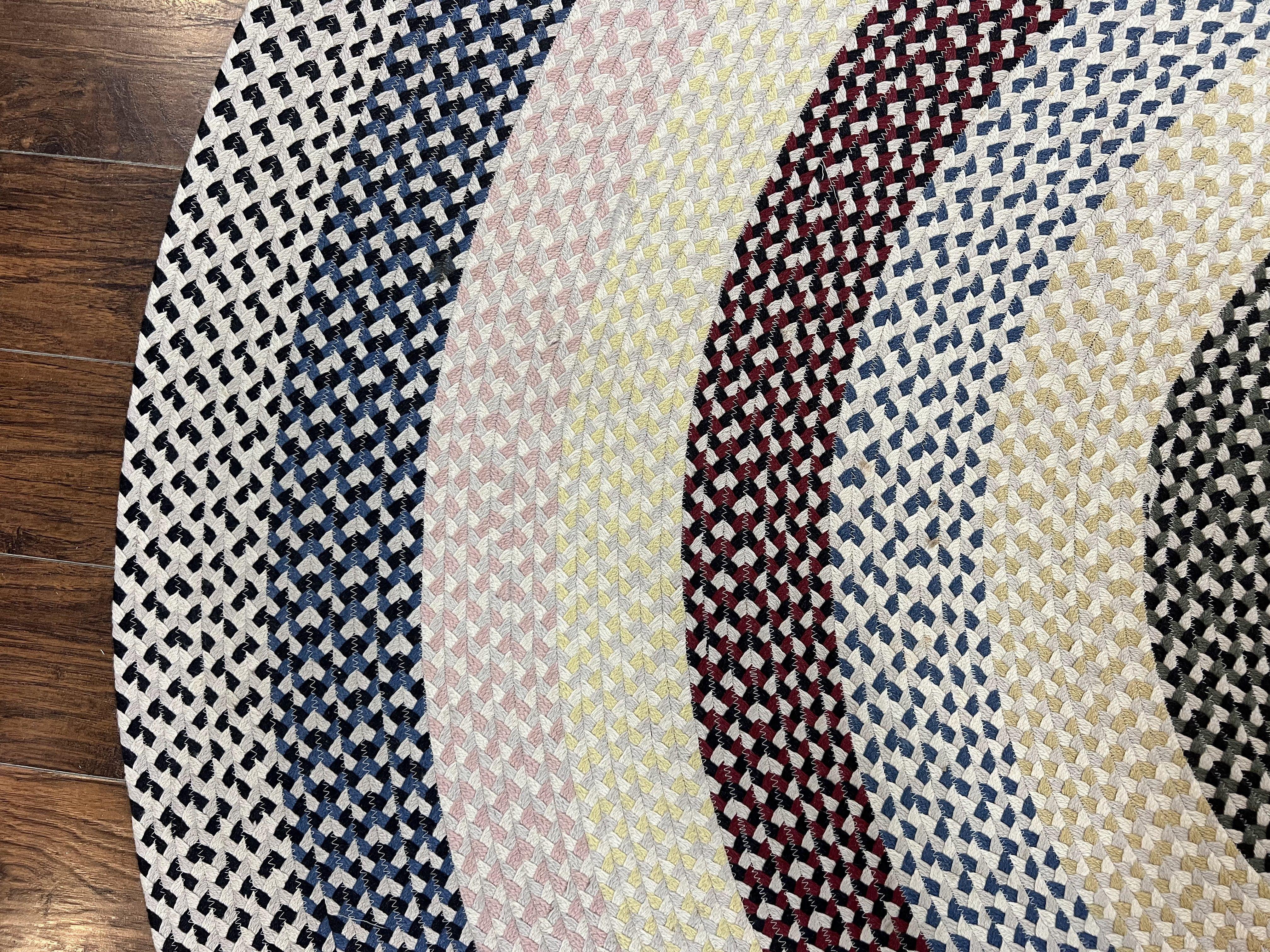 Round American Braided Rug 9x9 ft, Large Round Vintage Braided Rug, Multicolor - Jewel Rugs