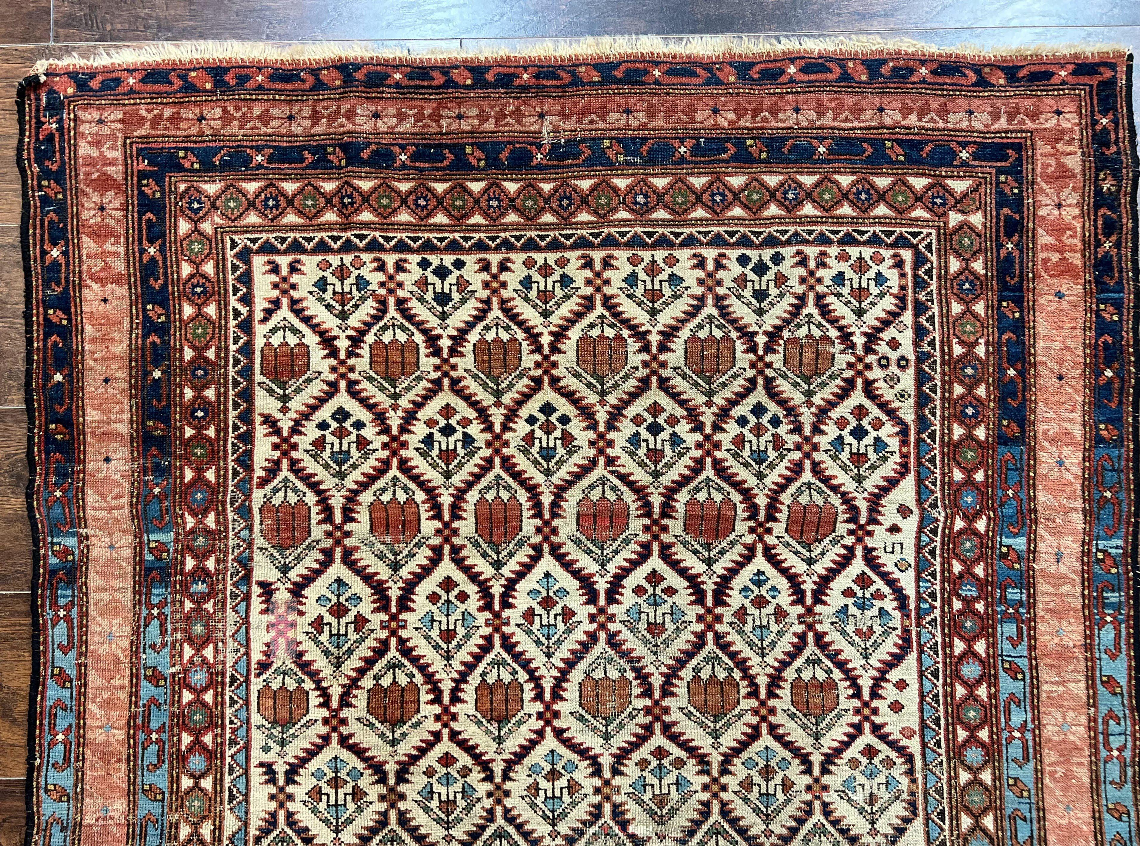 Antique Caucasian Rug 4x6, Hand Knotted Wool Carpet, Shirvan Rug - Jewel Rugs