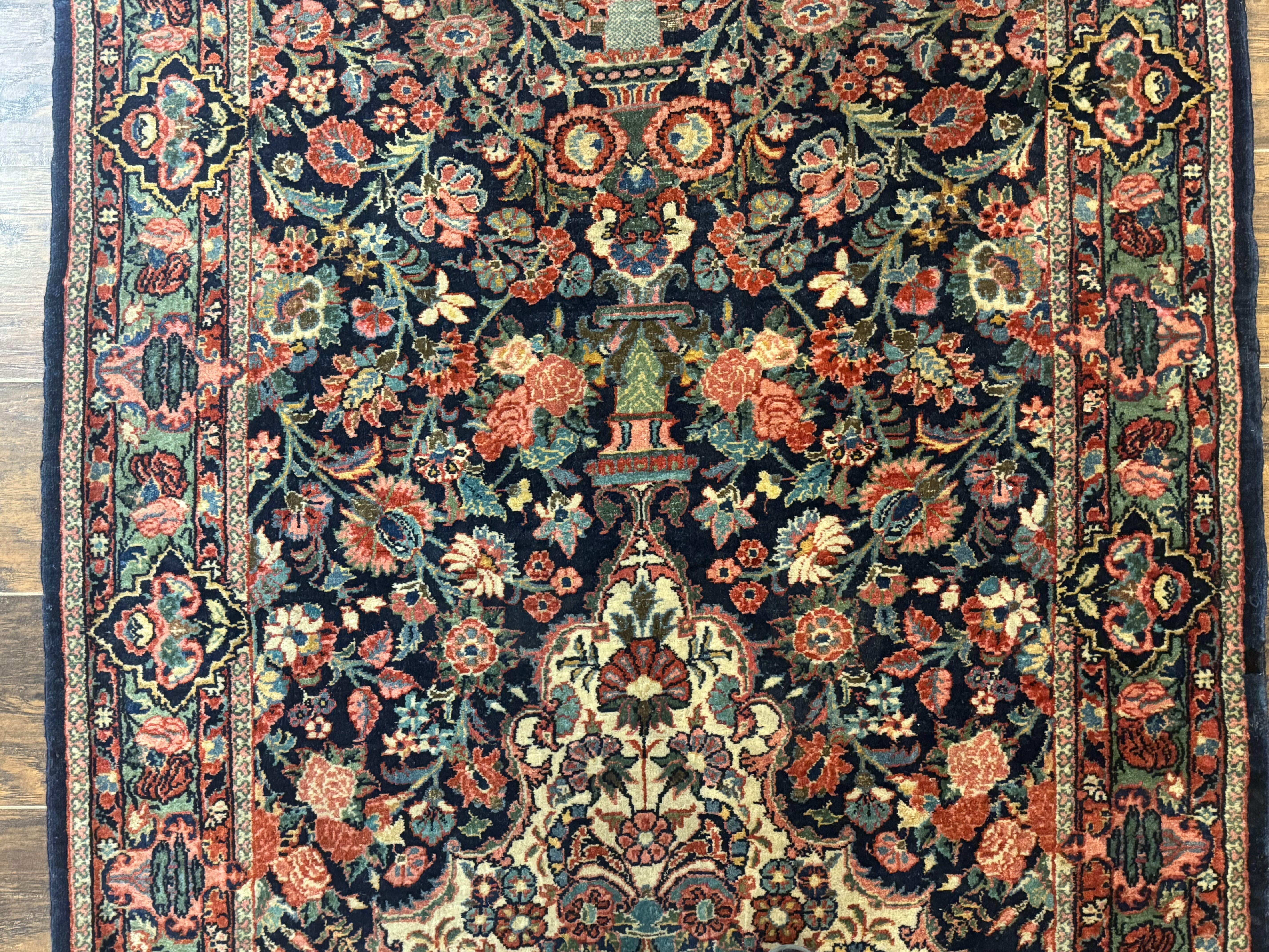 Antique Persian Rug 4x5, Navy Blue 1920s Carpet, Wool, Rare, Fine, Persian Hamadan Bidjar Carpet - Jewel Rugs