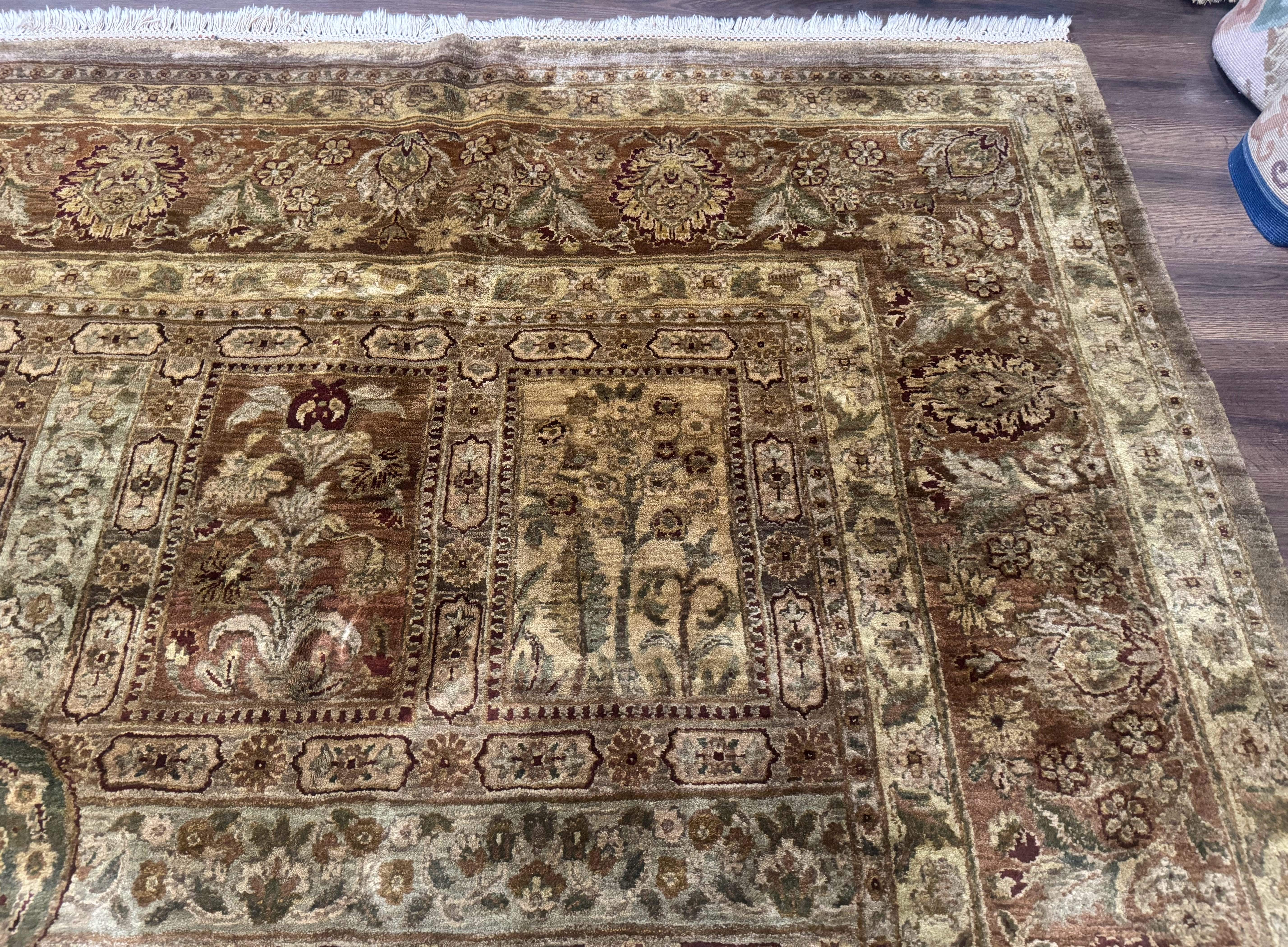 Large Indian Wool Rug 12x14, Wool Handmade Panel Design Carpet, Traditional, Palace Size - Jewel Rugs