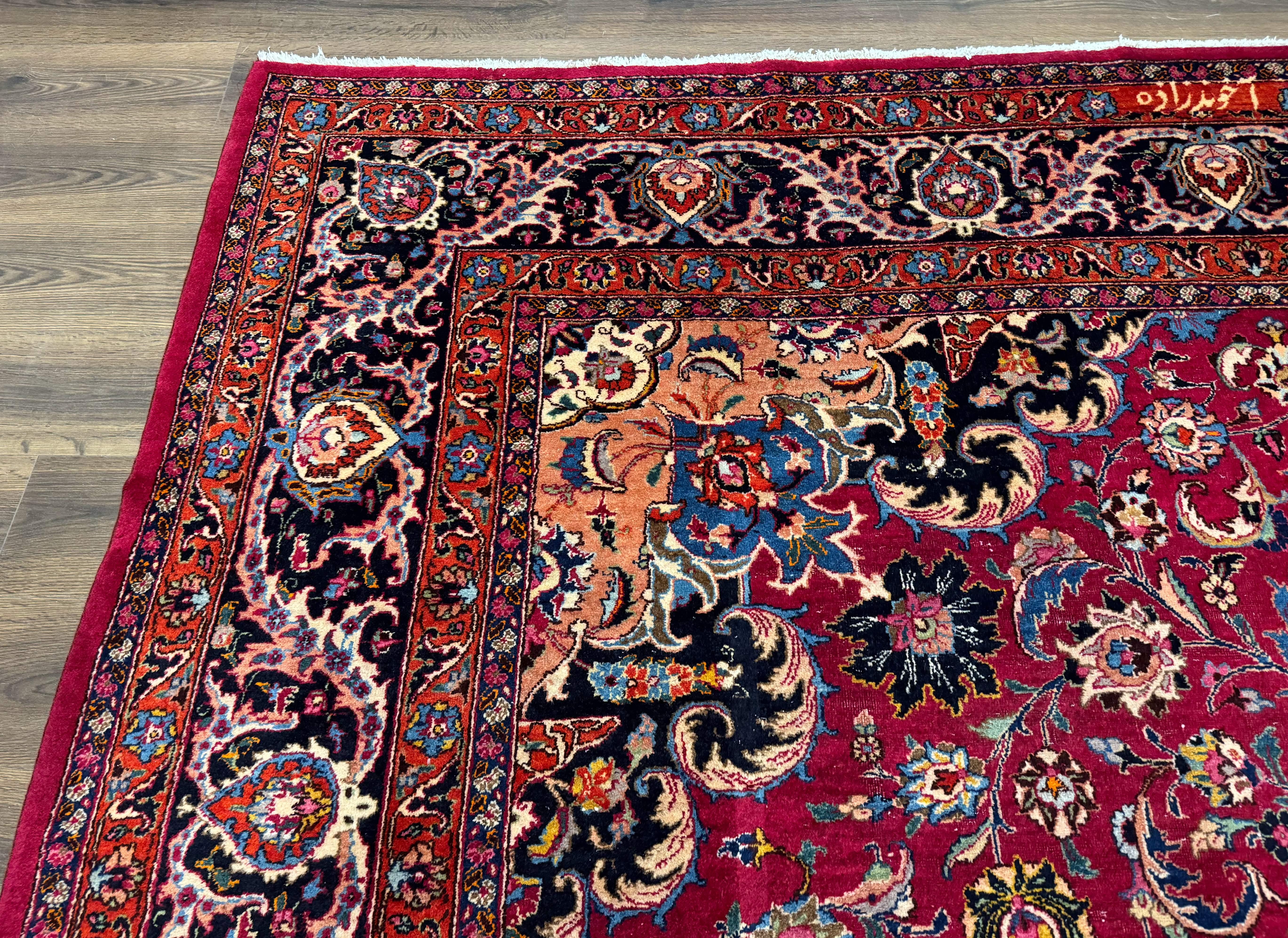 Red Persian Mashad Rug 10x13 - Floral Medallion Signed By Masterweaver - Jewel Rugs