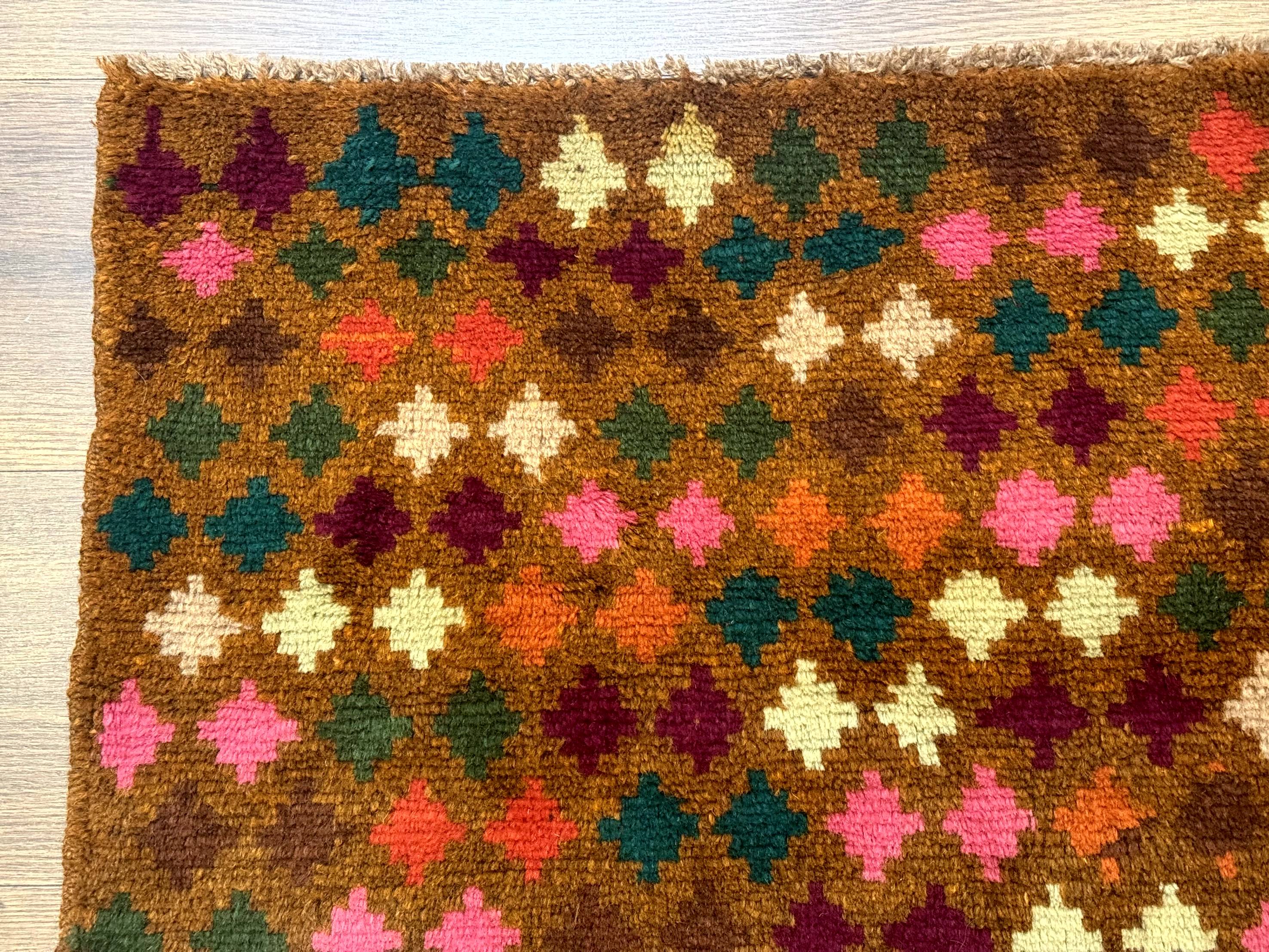 Colorful Afghan Balouch Rug 3x4, Vintage Handmade Wool Carpet - Jewel Rugs