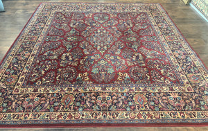 Square Karastan Rug 8.8 x 8.8 Red Sarouk #785, Vintage Wool Pile Karastan Carpet, Discontinued, Rare Size