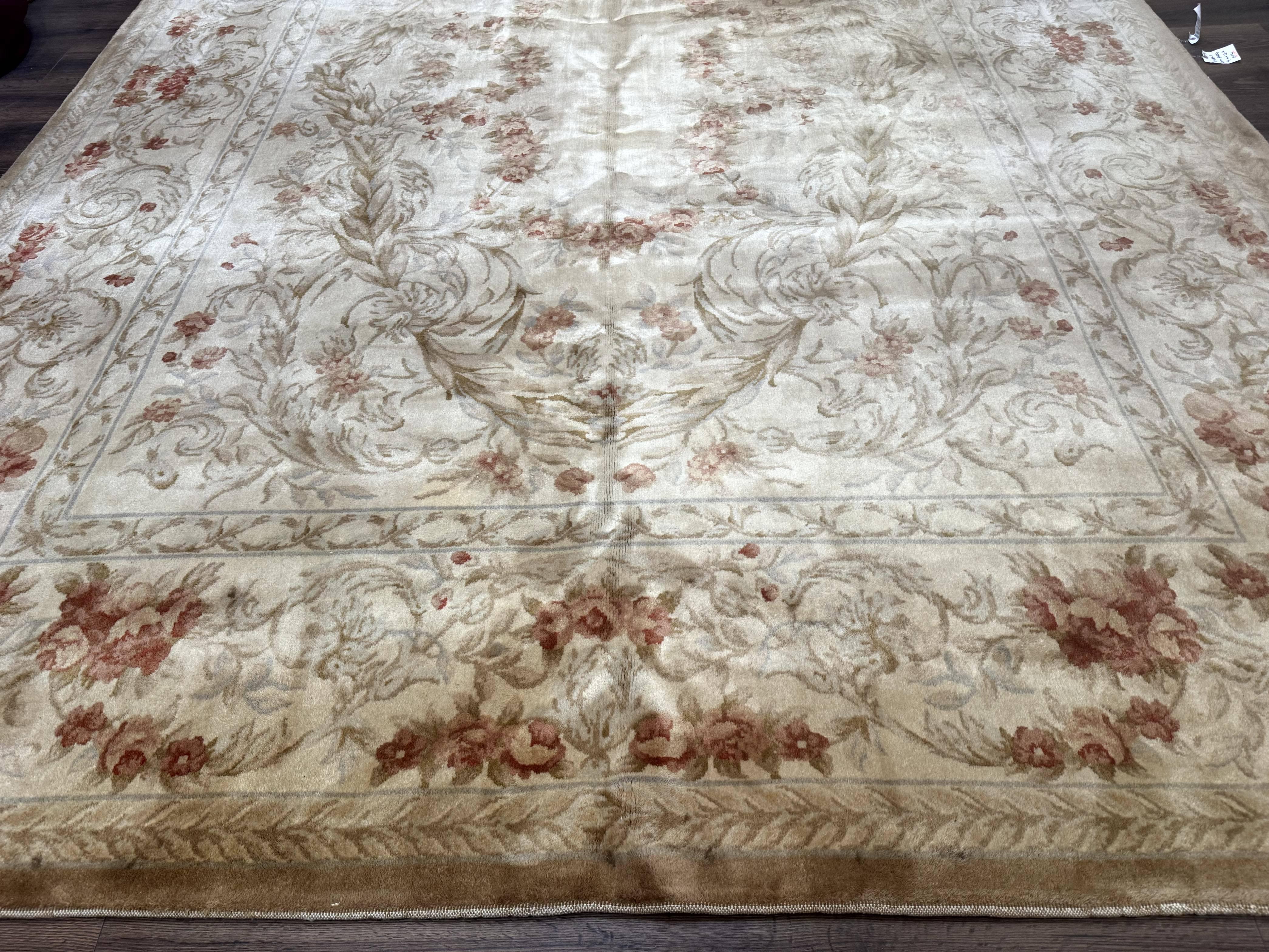 Chinese Aubusson Wool Rug 10x14, European Design, Thick Wool Pile - Jewel Rugs