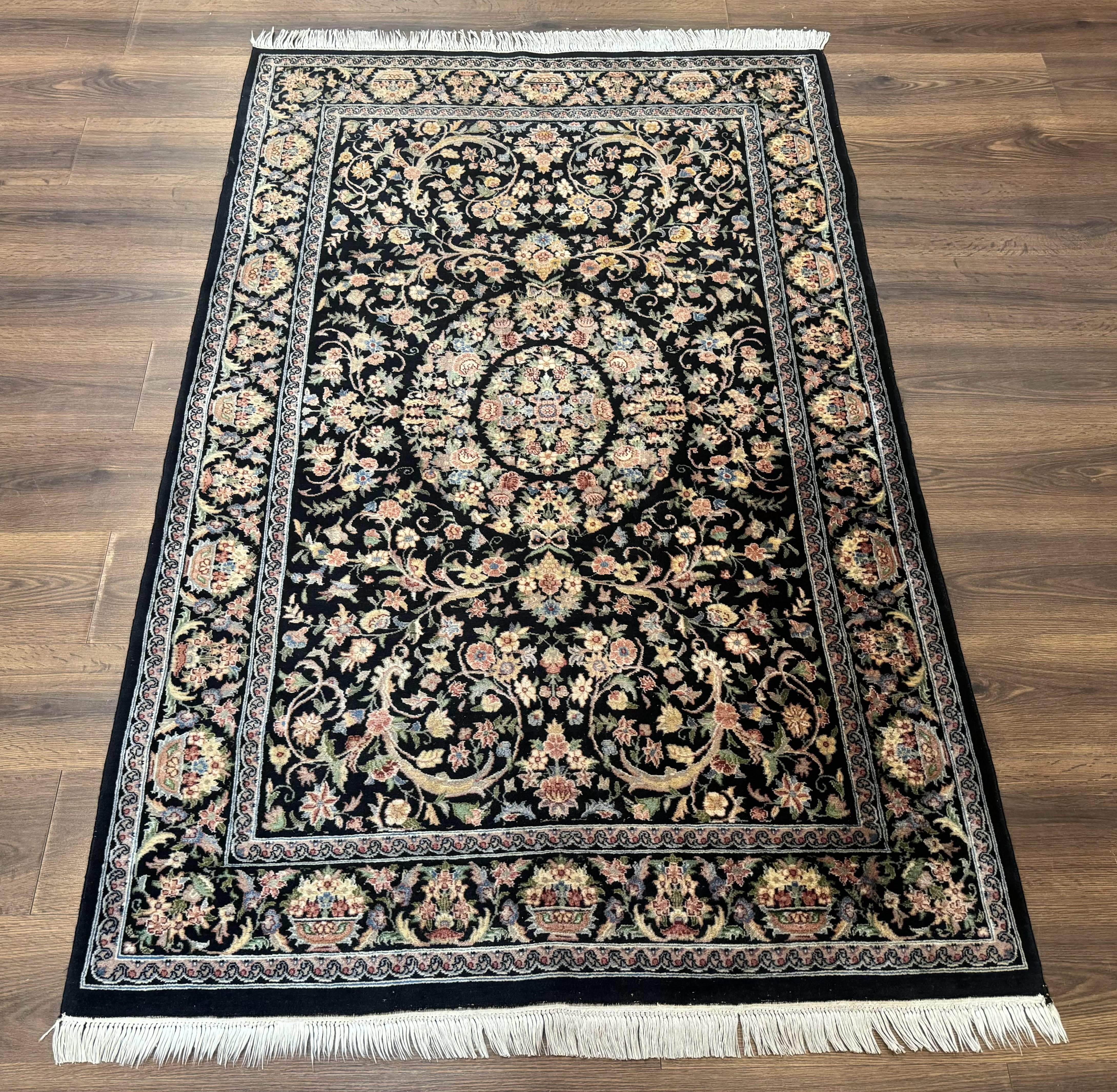 Sino Persian Rug 4x6, Very Fine 260 KPSI, Floral Medallion, Hand Knotted Wool Carpet - Jewel Rugs